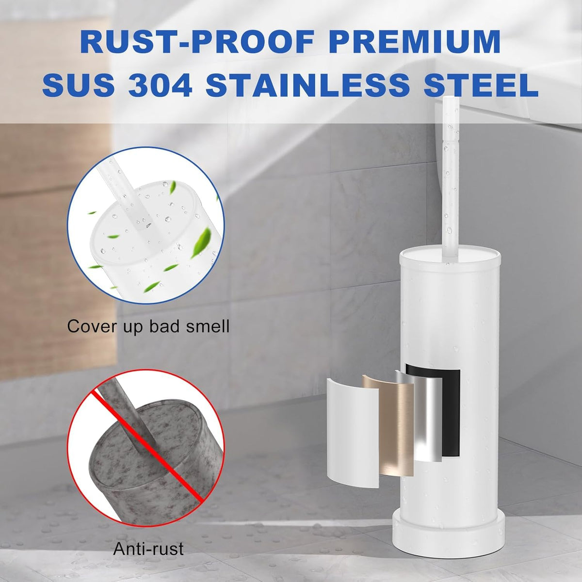 304 Stainless Steel Toilet Brush and Holder Set