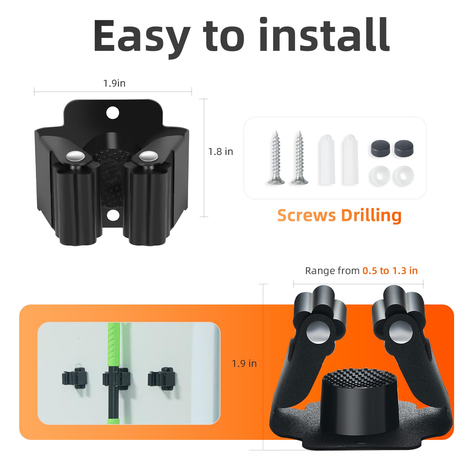 8 PCS Broom Holder Wall Mount
