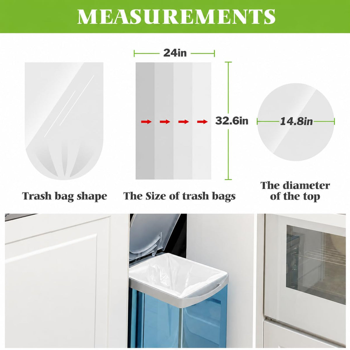 Tall Kitchen Clear Trash Bags 13 Gallon 1500 Count Garbage Bags