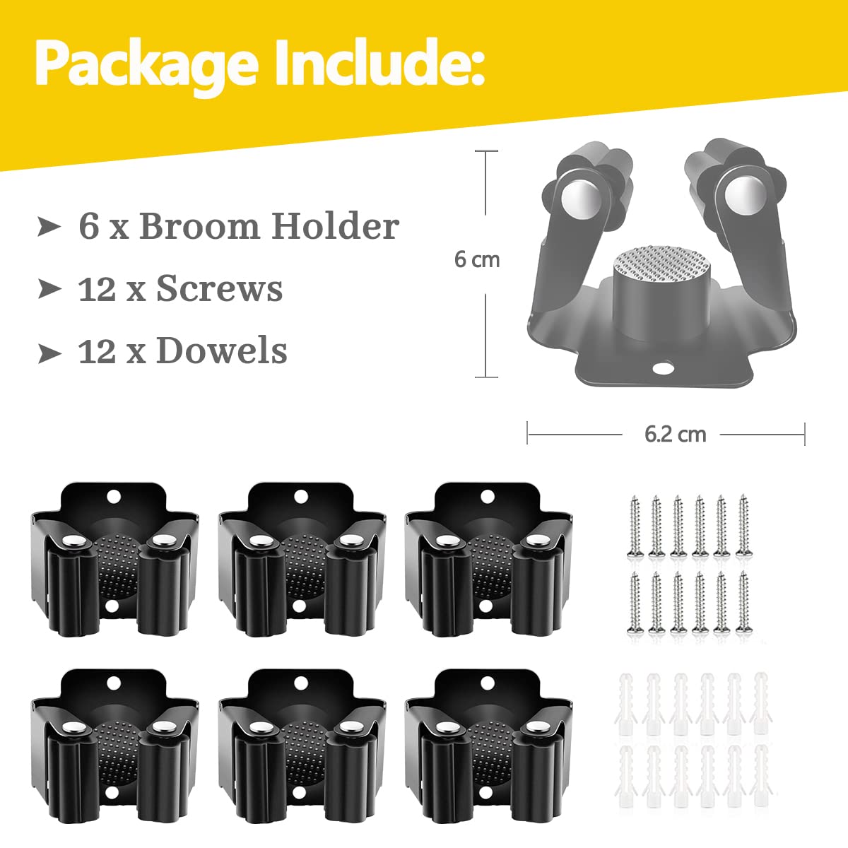 6 Pack Broom Holder (6 Count)