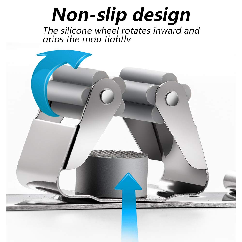4 PCS Broom Holder Wall Mount with 3 Racks 4 Hooks (4 Count)