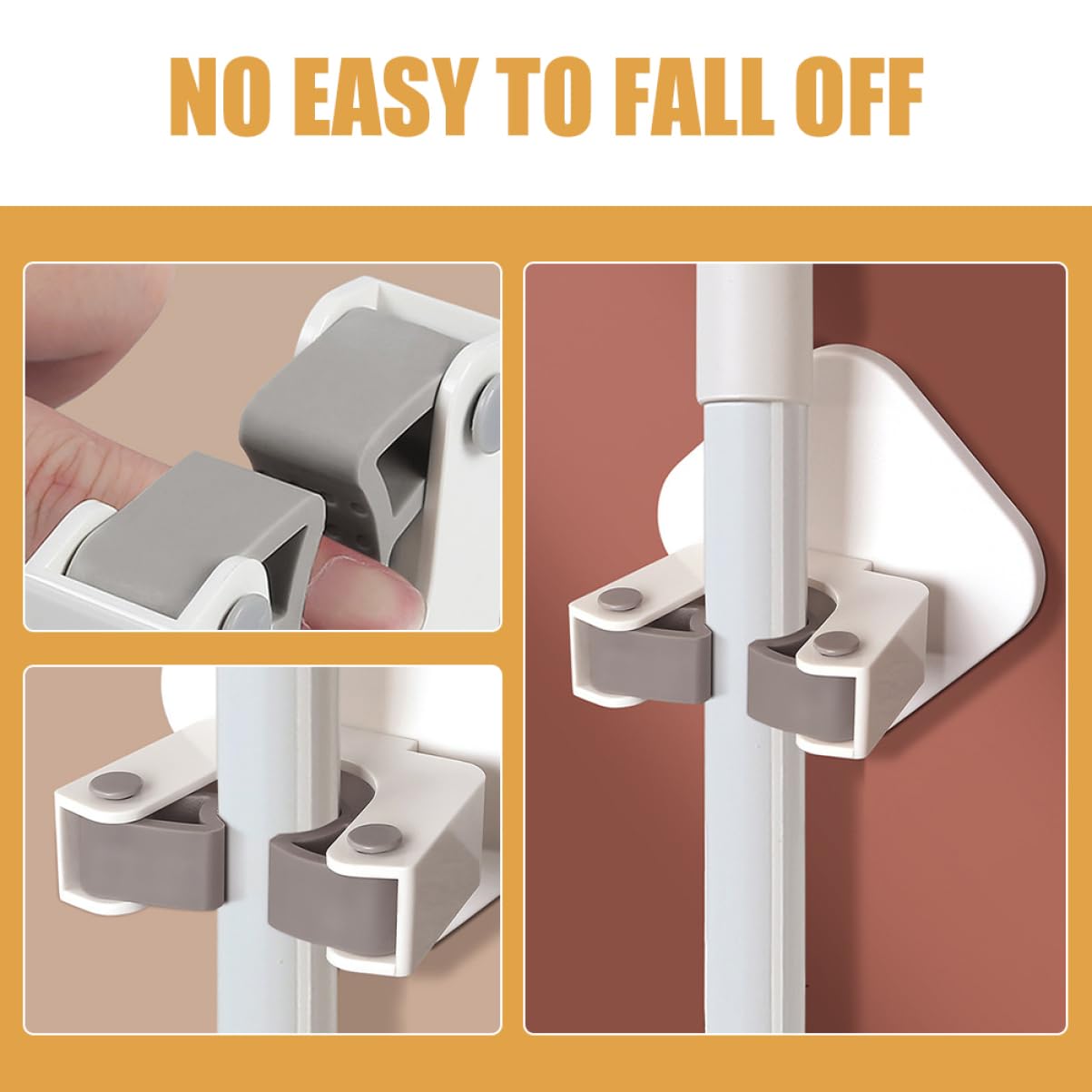 Self Adhesive Mop Hook Heavy Duty Wall Hanger for Brooms and Cleaning Tools and Easy Installation Without Drilling for Bathroom and Kitchen Use