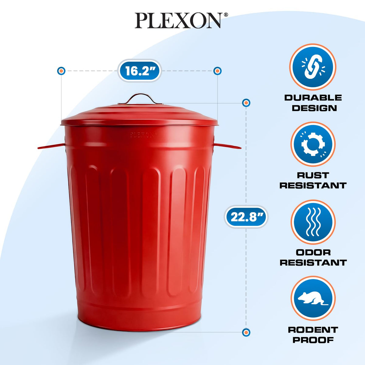 Metal Trash Can with Lid 13 Gallon