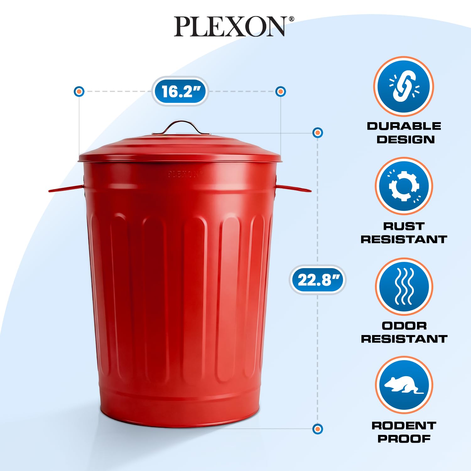 Metal Trash Can with Lid 13 Gallon (2 Count)
