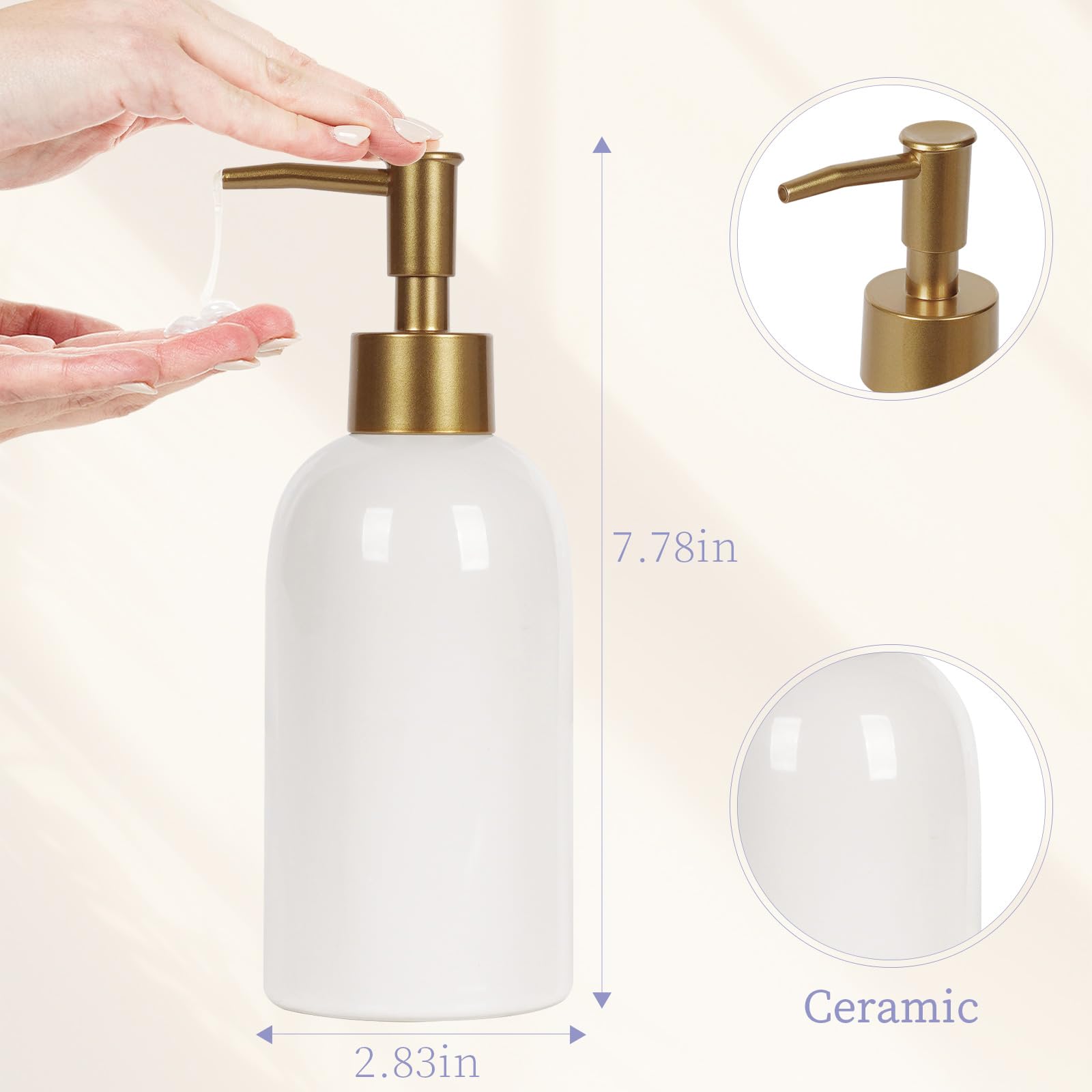 2PC 14OZ Ceramic Soap Dispenser Can Fill Hand Soap (2 Count)