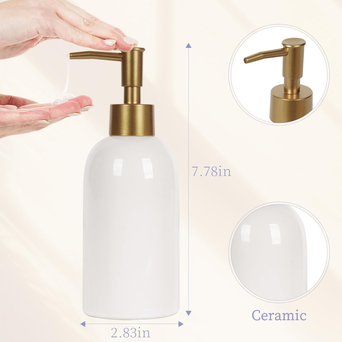 2PC 14OZ Ceramic Soap Dispenser Can Fill Hand Soap (2 Count)