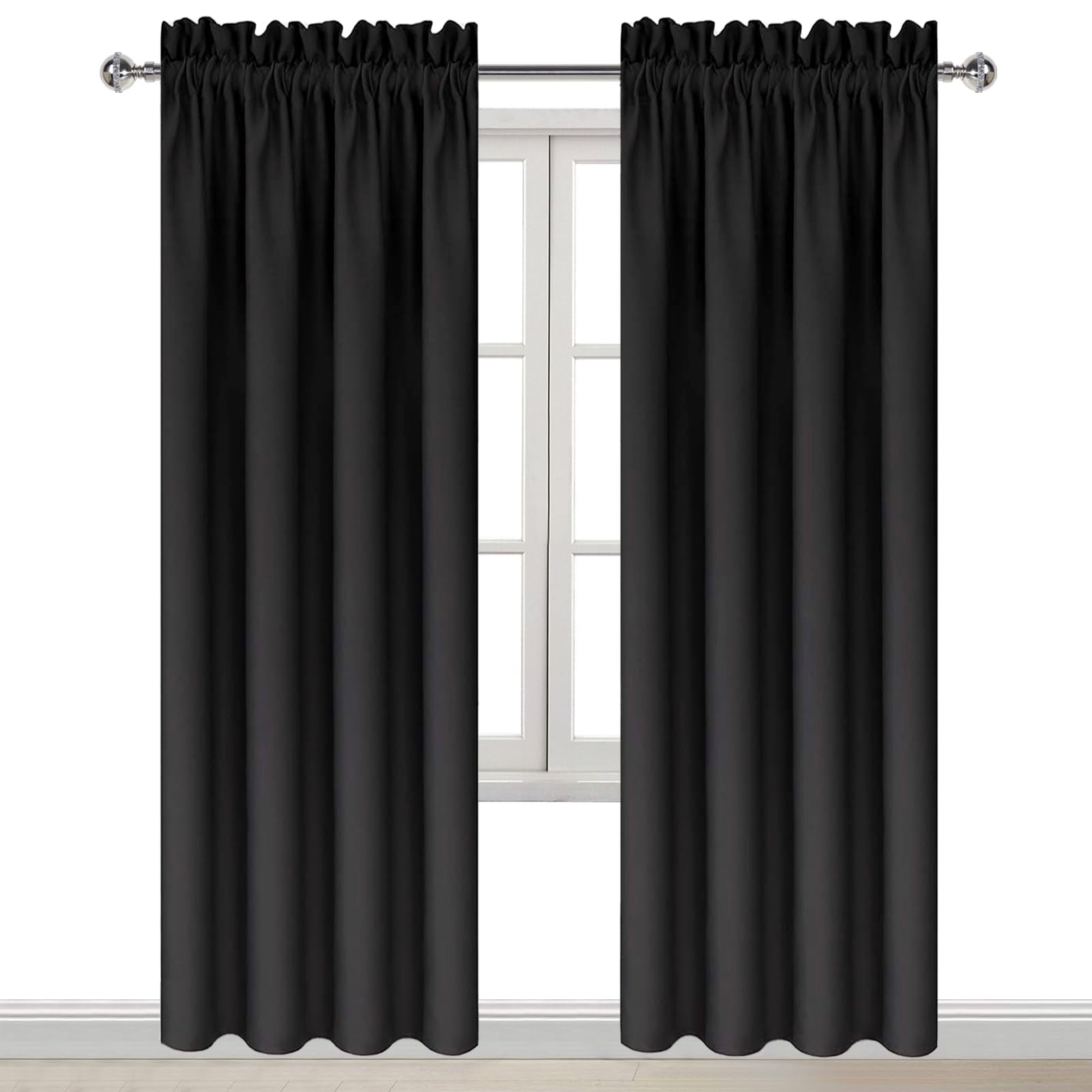 Blackout Curtains for Bedroom Living Room 38 x 84 Inch Long Black
