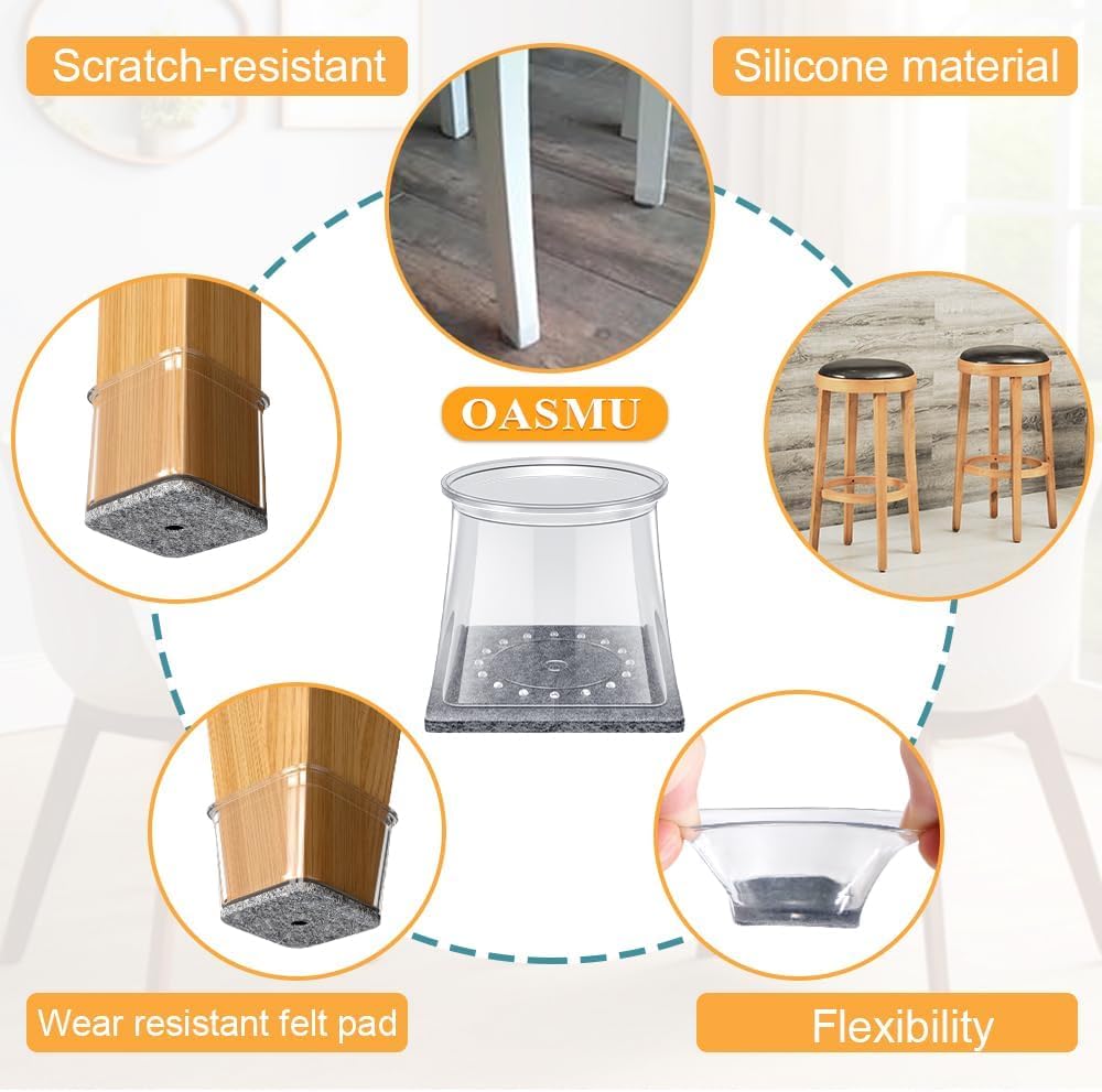 32 Pcs Chair Leg Floor Protectors for Hardwood Floors Square XL