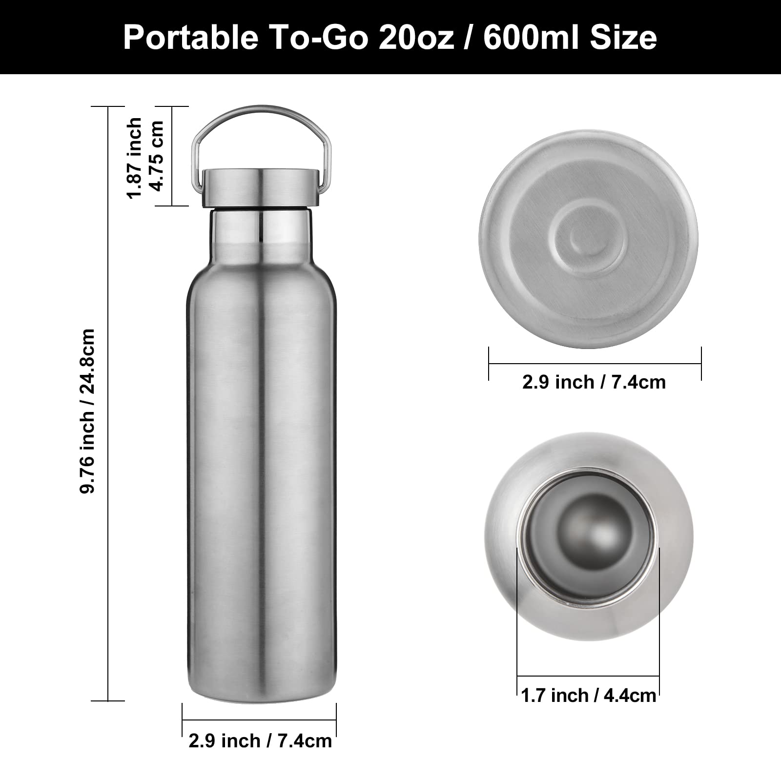 Silver Stainless Steel Water Bottles