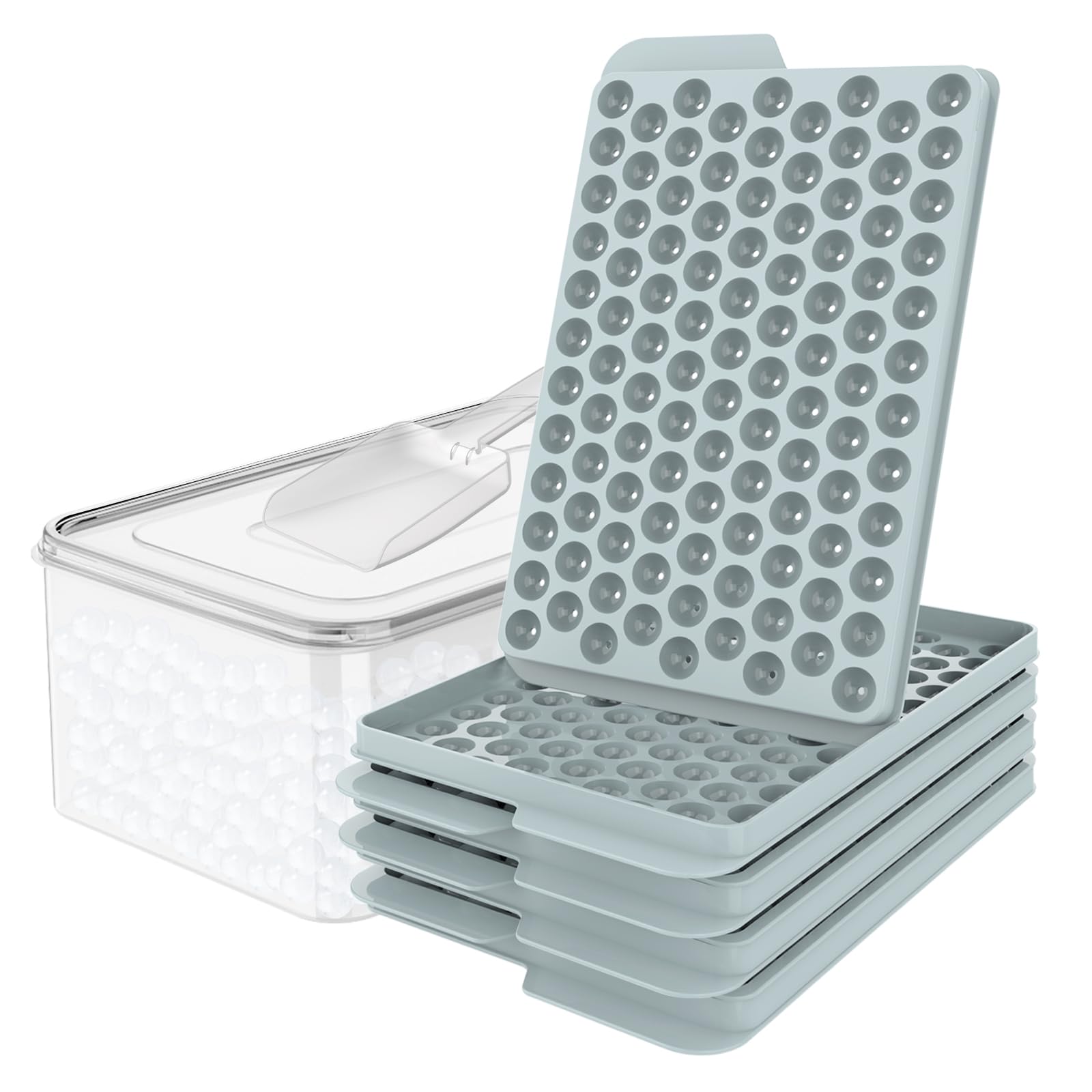 Mini Ice Cube Trays for Freezer with Lid (4 Count)