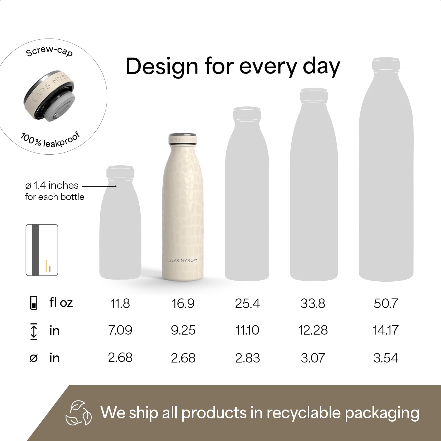 Stainless Steel Insulated Water Bottle 12oz 17oz 25oz 34oz 51oz