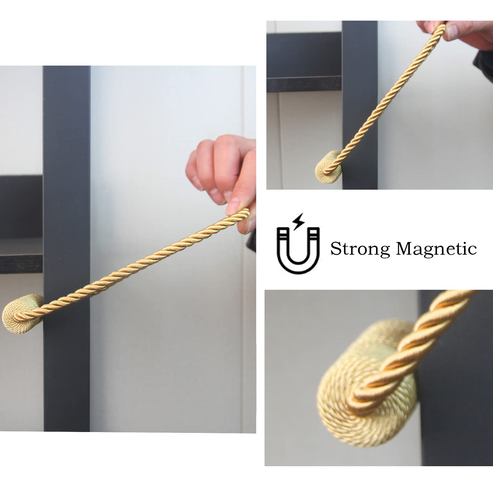 Magnetic Curtain Tiebacks Decorative Holdbacks Rope Tie Back Drapes Hangtty (4 Count)