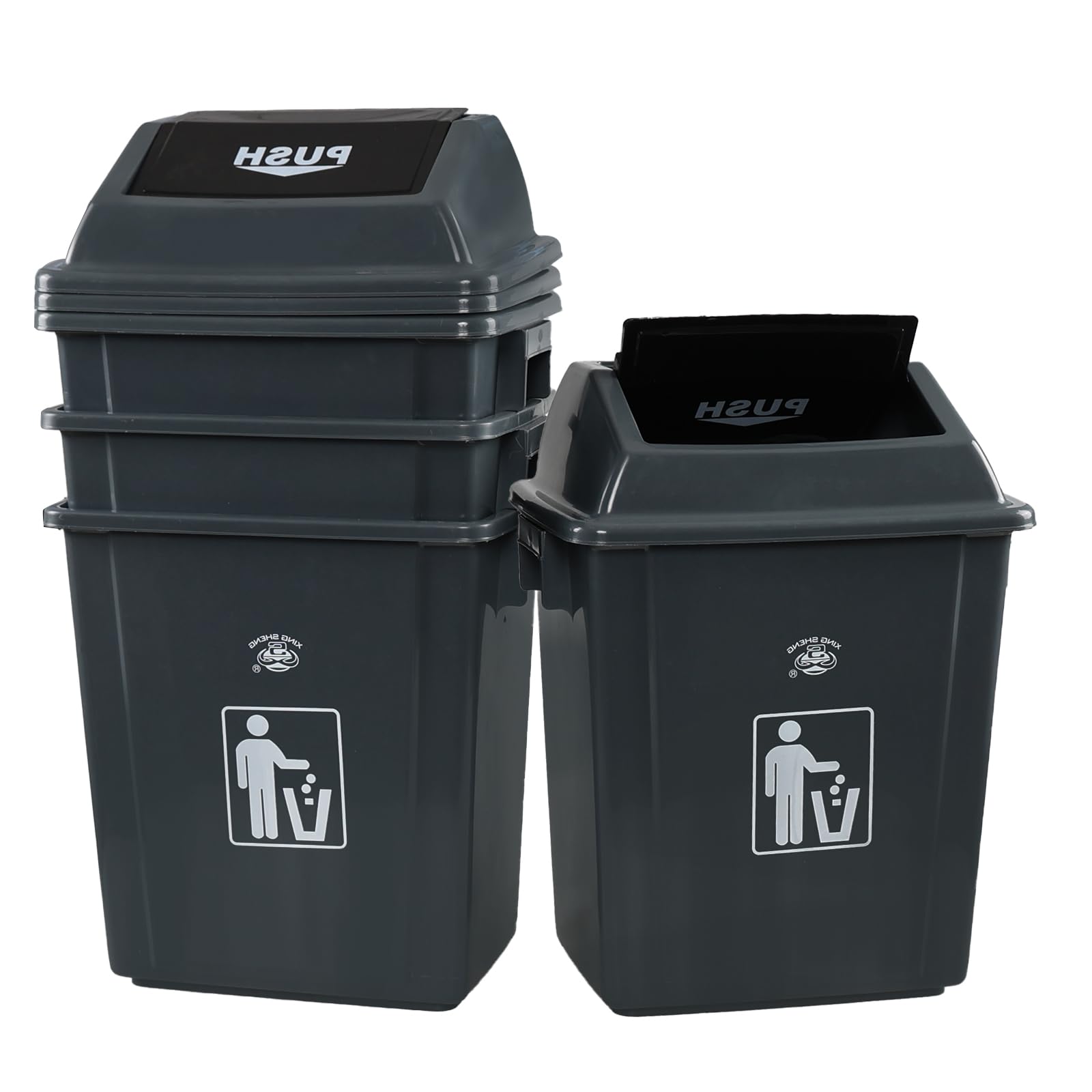 4 Pack 6 Gallon Plastic Trash Can with Swing Top (4 Count)