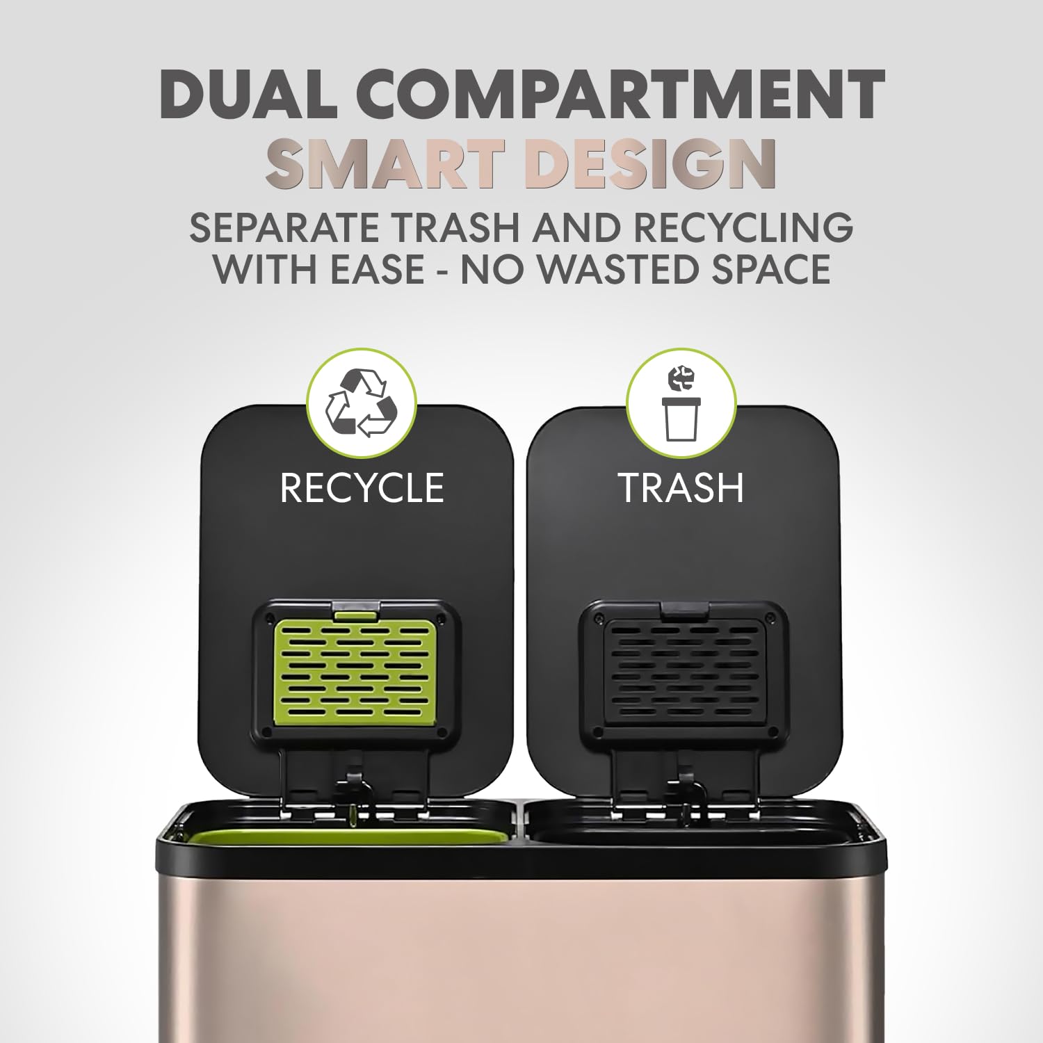 60L 16 Gallon Dual Compartment Kitchen Trash Can