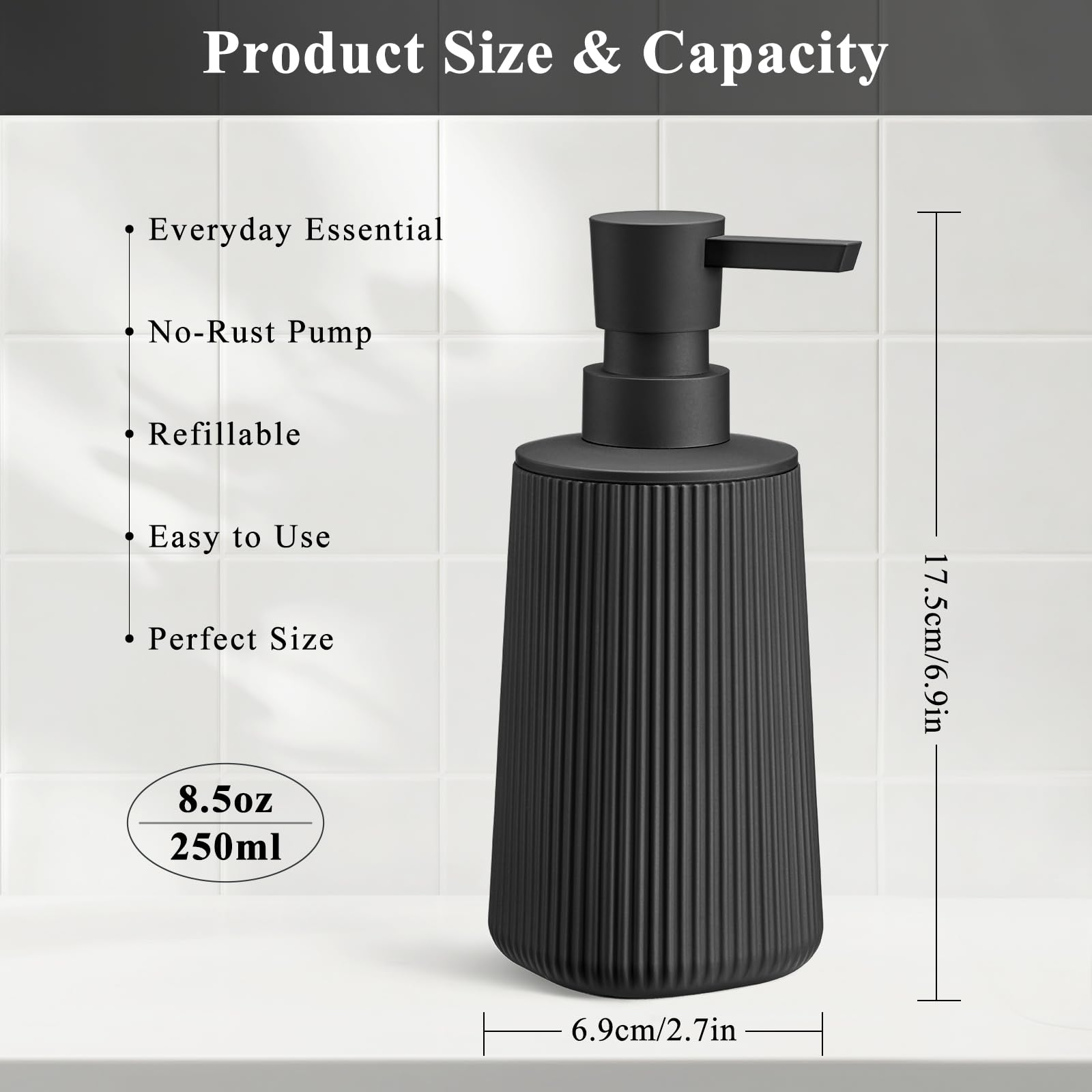 Black 2 Pack Hand Soap Dispensers Set (2 Count)