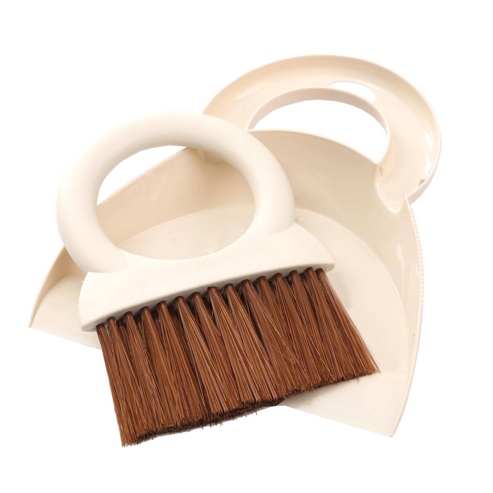 Round Handle Brush and Dustpan Set Small Broom & Dustpan Portable Handheld Sweeper for Desktop Sofa Floor Pet Nest