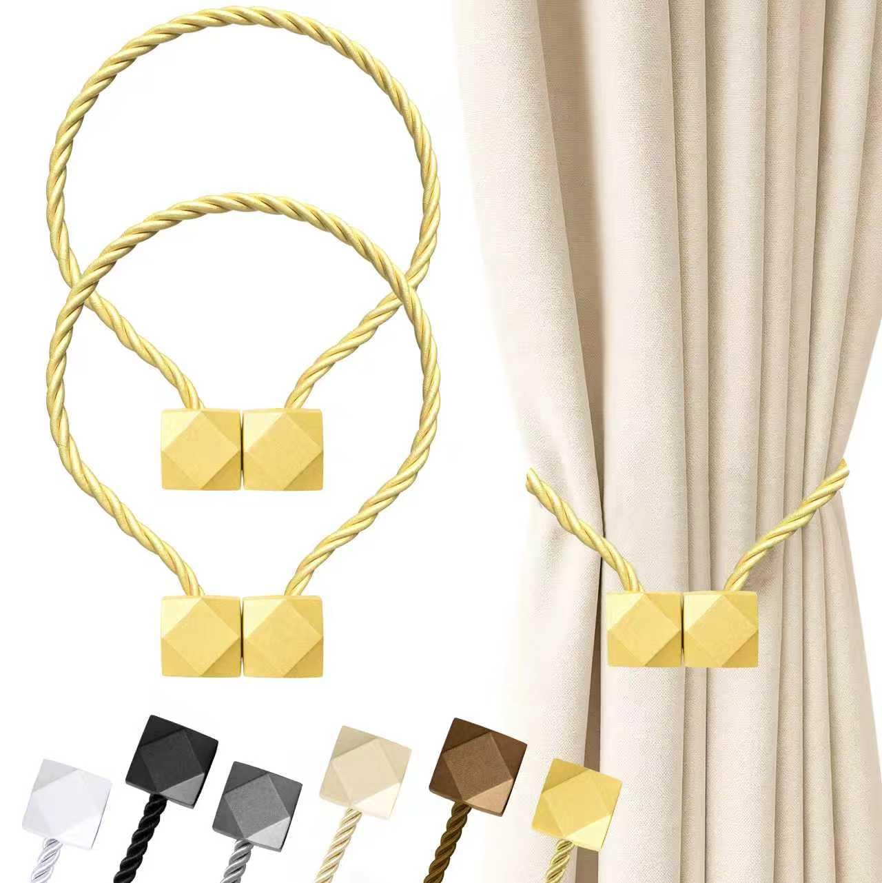 Magnetic Curtain Tiebacks Golden 2pcs