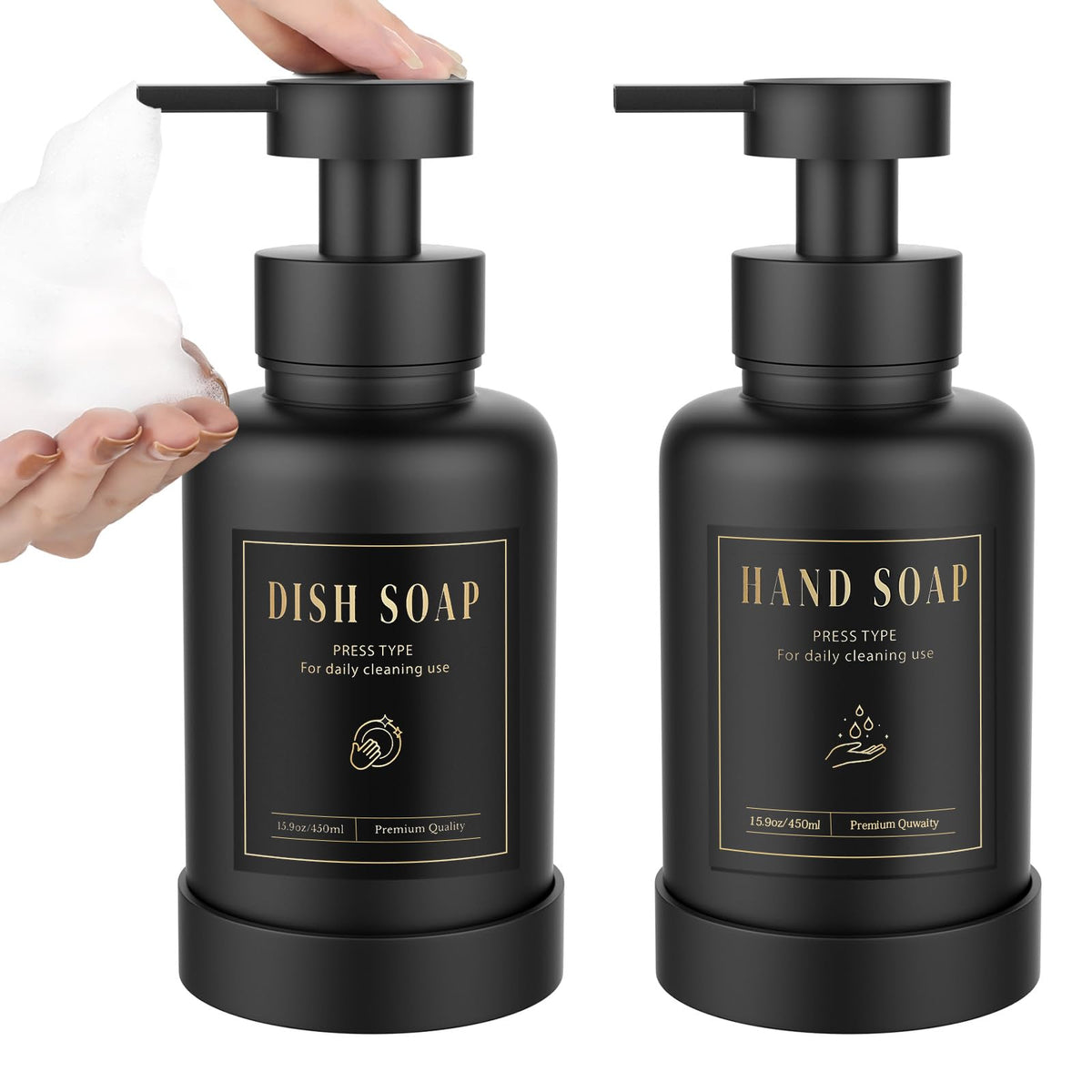 Glass Foaming Soap Dispenser 15oz Hand Soap Bottle (2 Count)