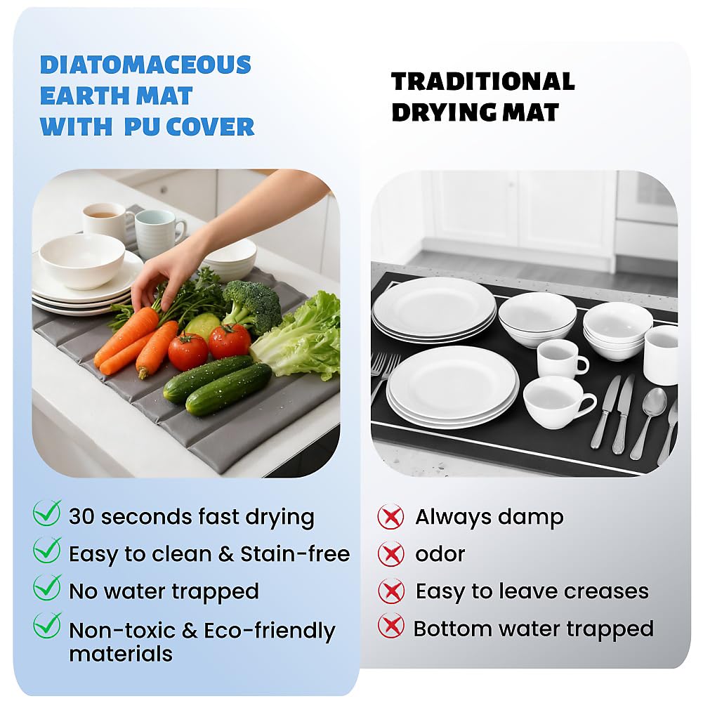 Large Stone Dish Drying Mat for Kitchen Counter