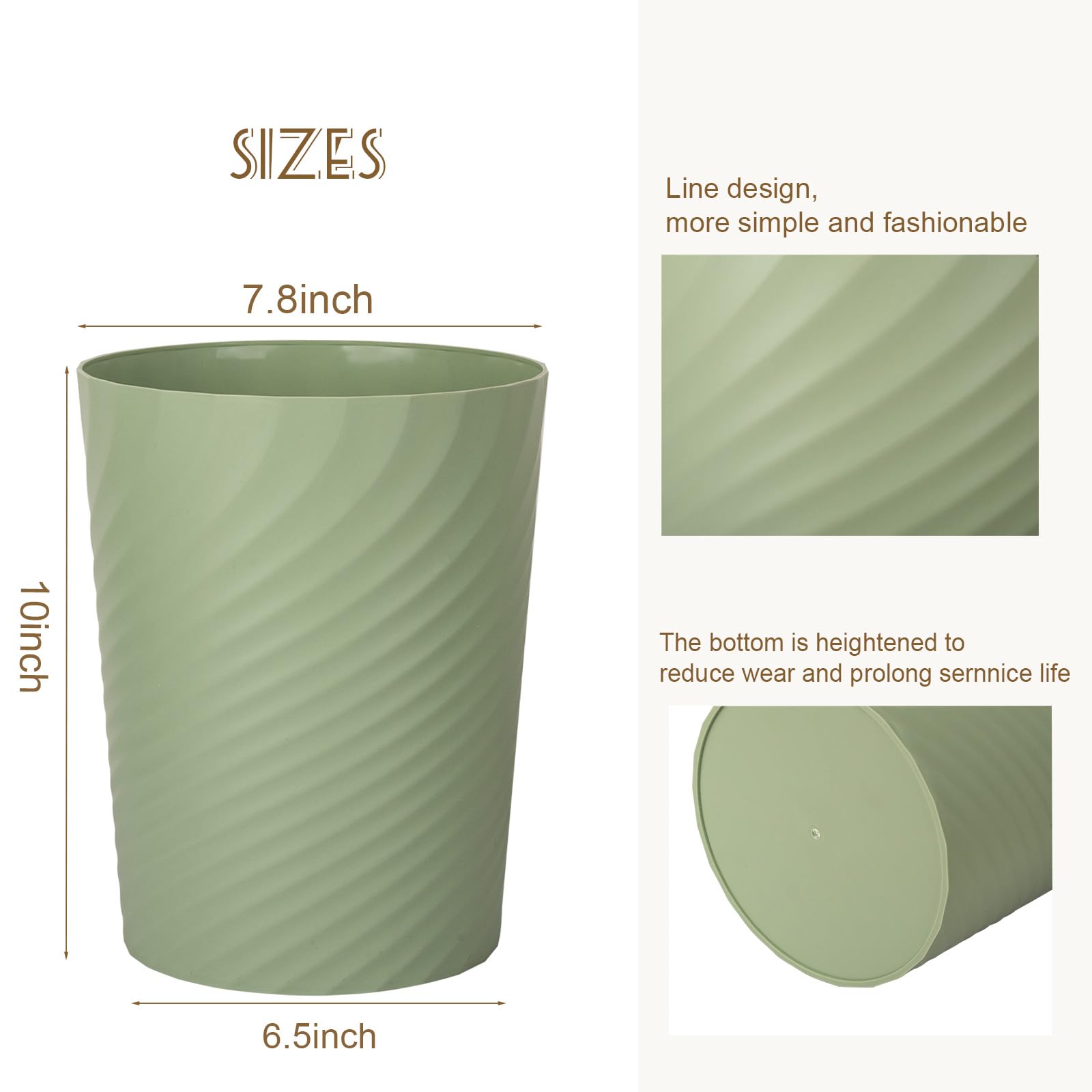 Plastic Small Bathroom Trash Can Wastebasket Garbage Can