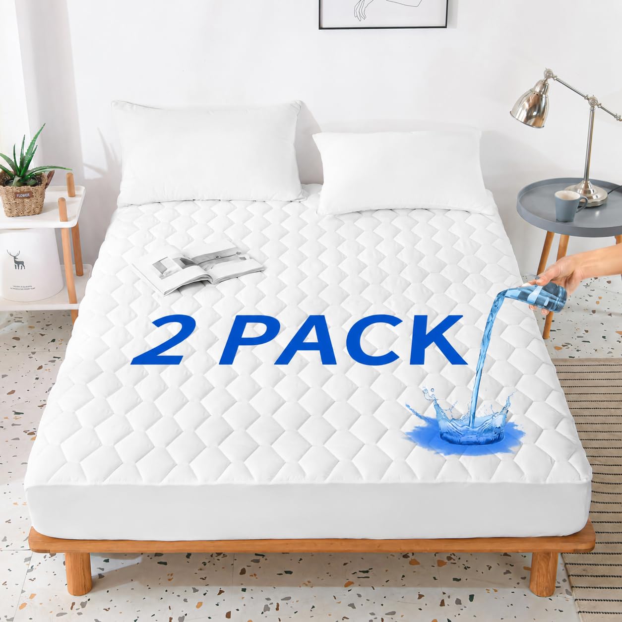 2 Pack Twin Mattress Protector Waterproof (2 Count)