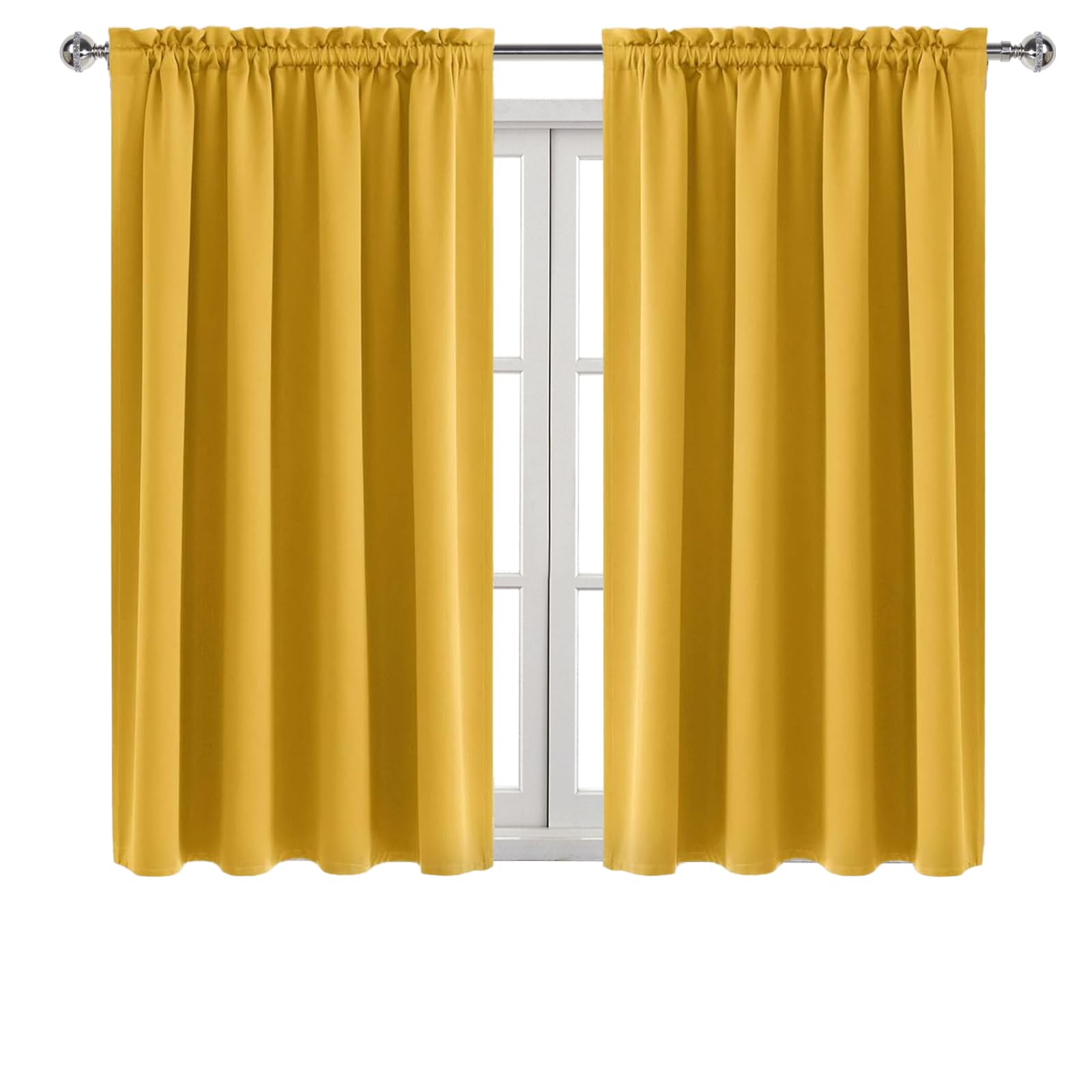 Blackout Curtains for Bedroom Living Room 52 x 54 Inch Long Yellow