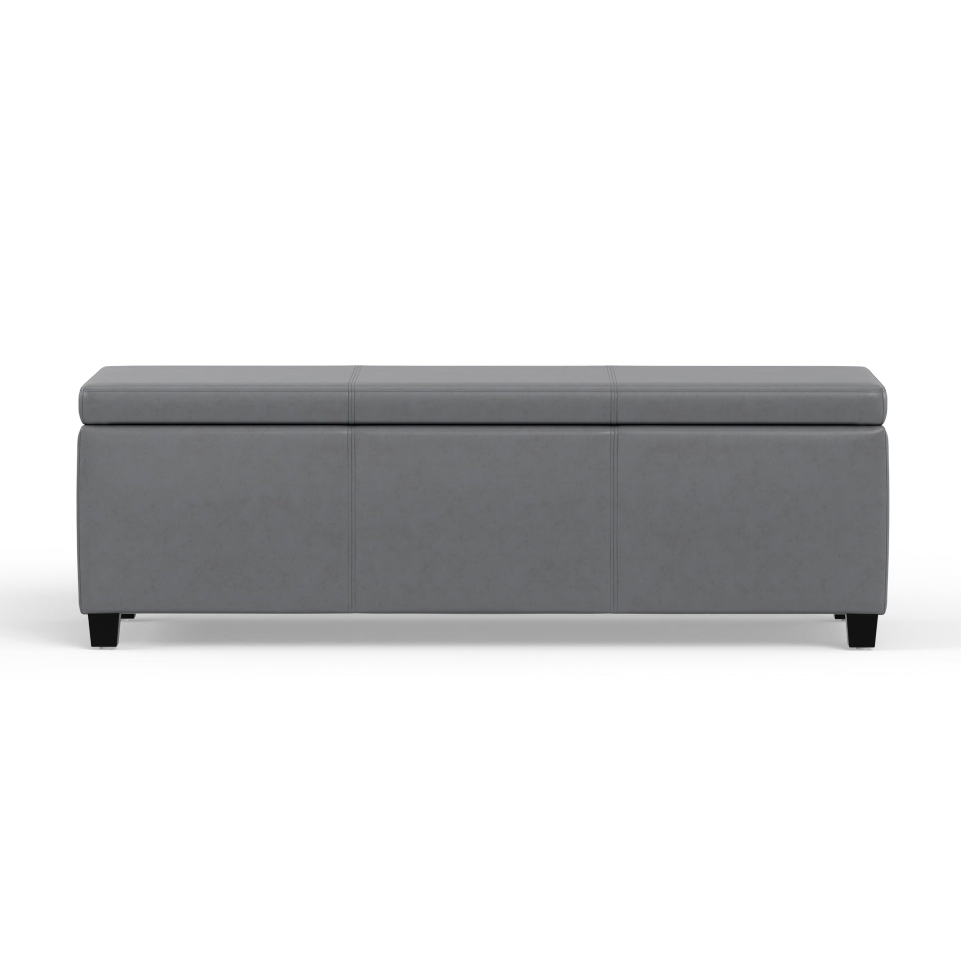 Avalon 48" Wide Vegan Leather Storage Ottoman in Stone Grey