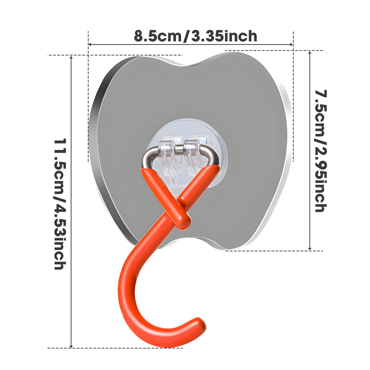 No Drill Broom Holder Adhesive Wall Hooks Heavy Duty Mop Hooks 2Pcs (2 Count)