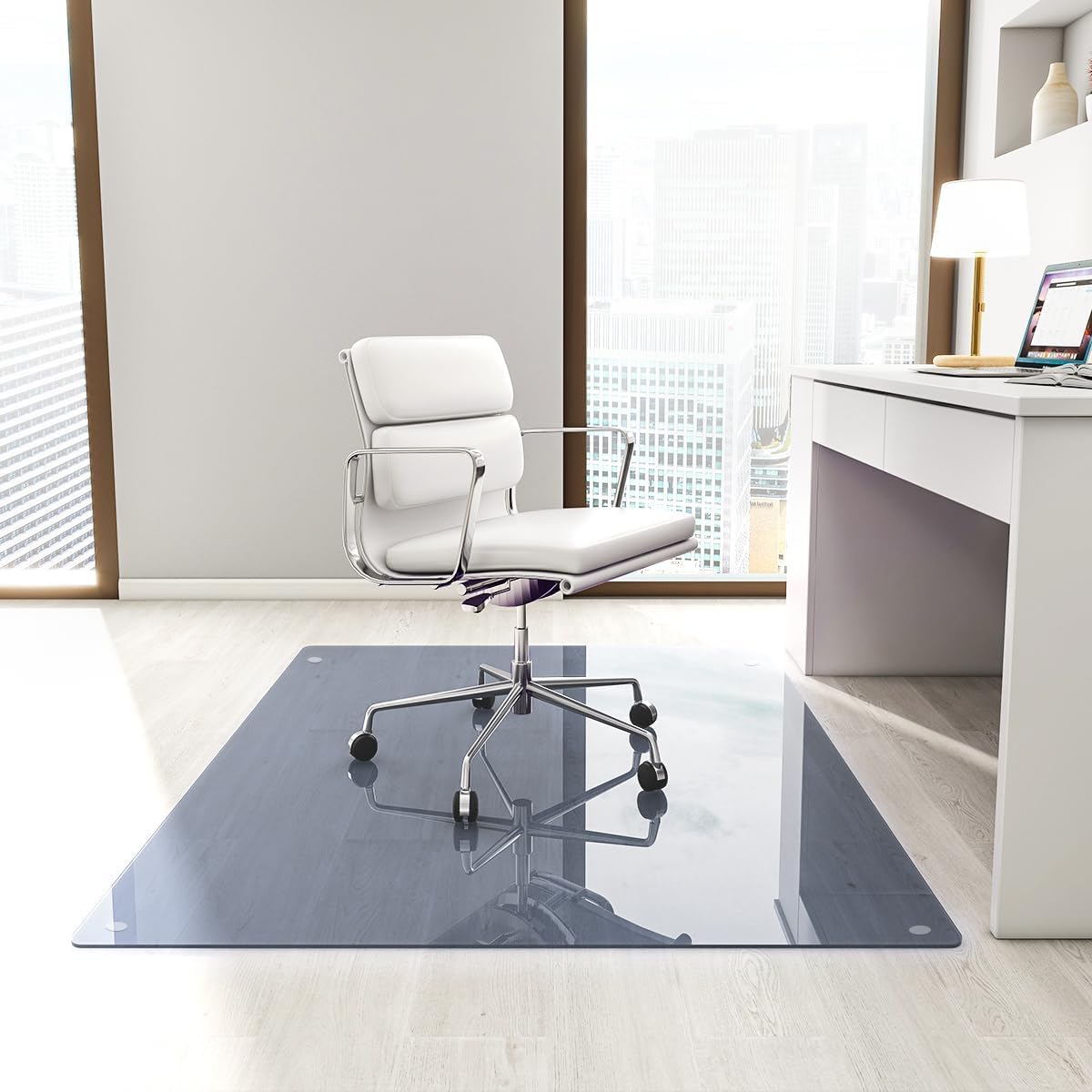 Tempered Glass] 46" x 55" Glass Office Chair Mat for Carpet