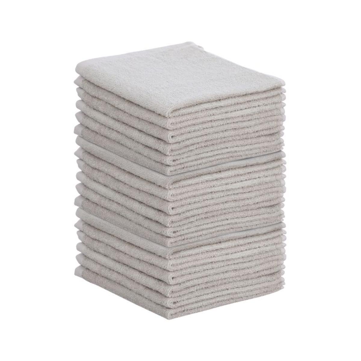 Cotton Terry Washcloths Grey Towels 100% Cotton Cleaning Cloth 16" Rags Wash Clothes for Body and Face (18 Count)