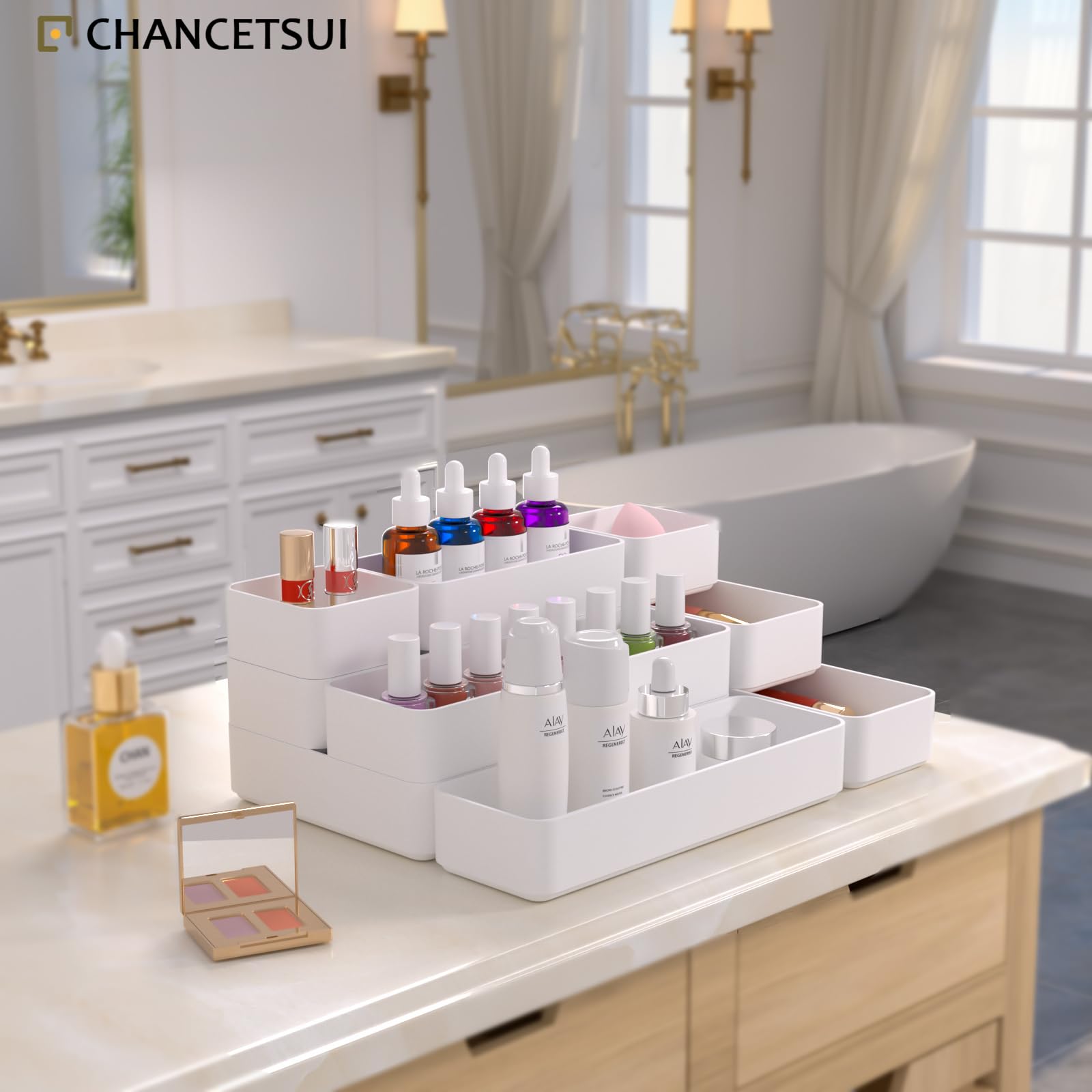 White Desk Drawer Organizer Trays (2.1899 Ounce)