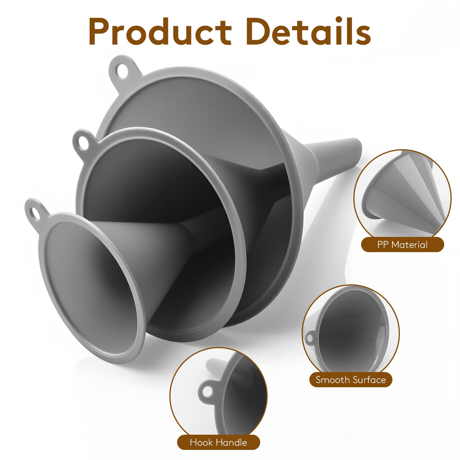 3Piece Plastic Kitchen Funnel Set (3 Count)