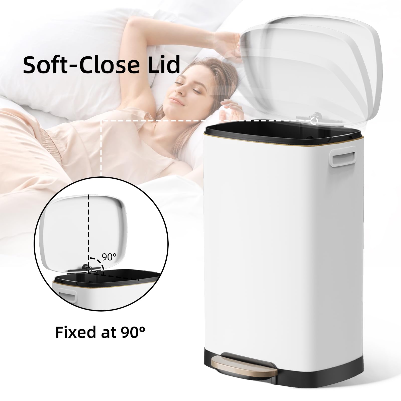 13 Gallon Kitchen Trash Can with Lid