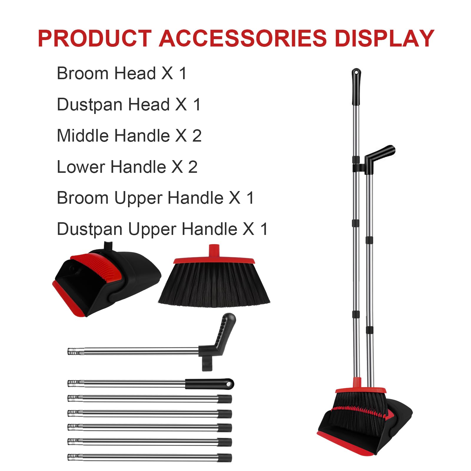 Red Broom and Dustpan Combo Set