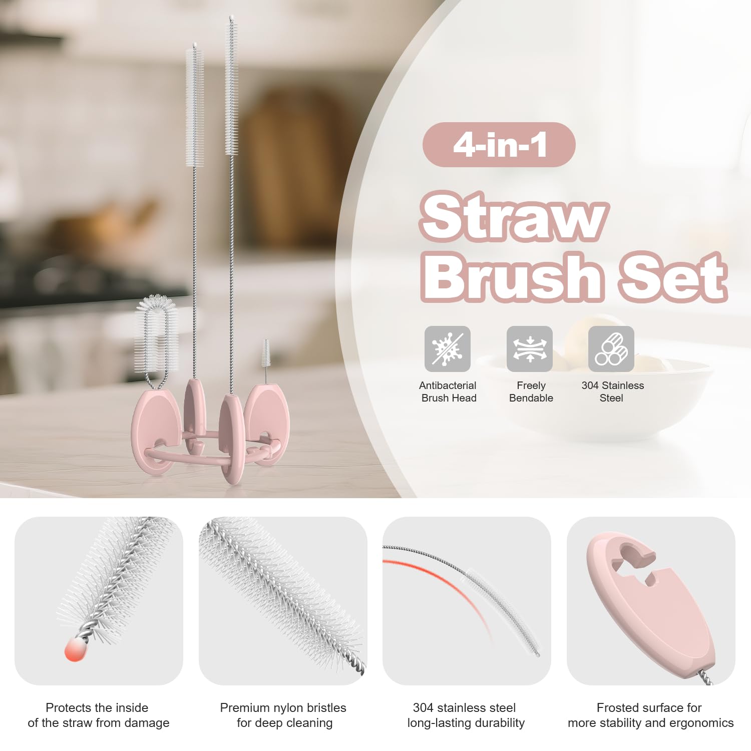 4in1 Straw Cleaner Brush Set (4 Count)