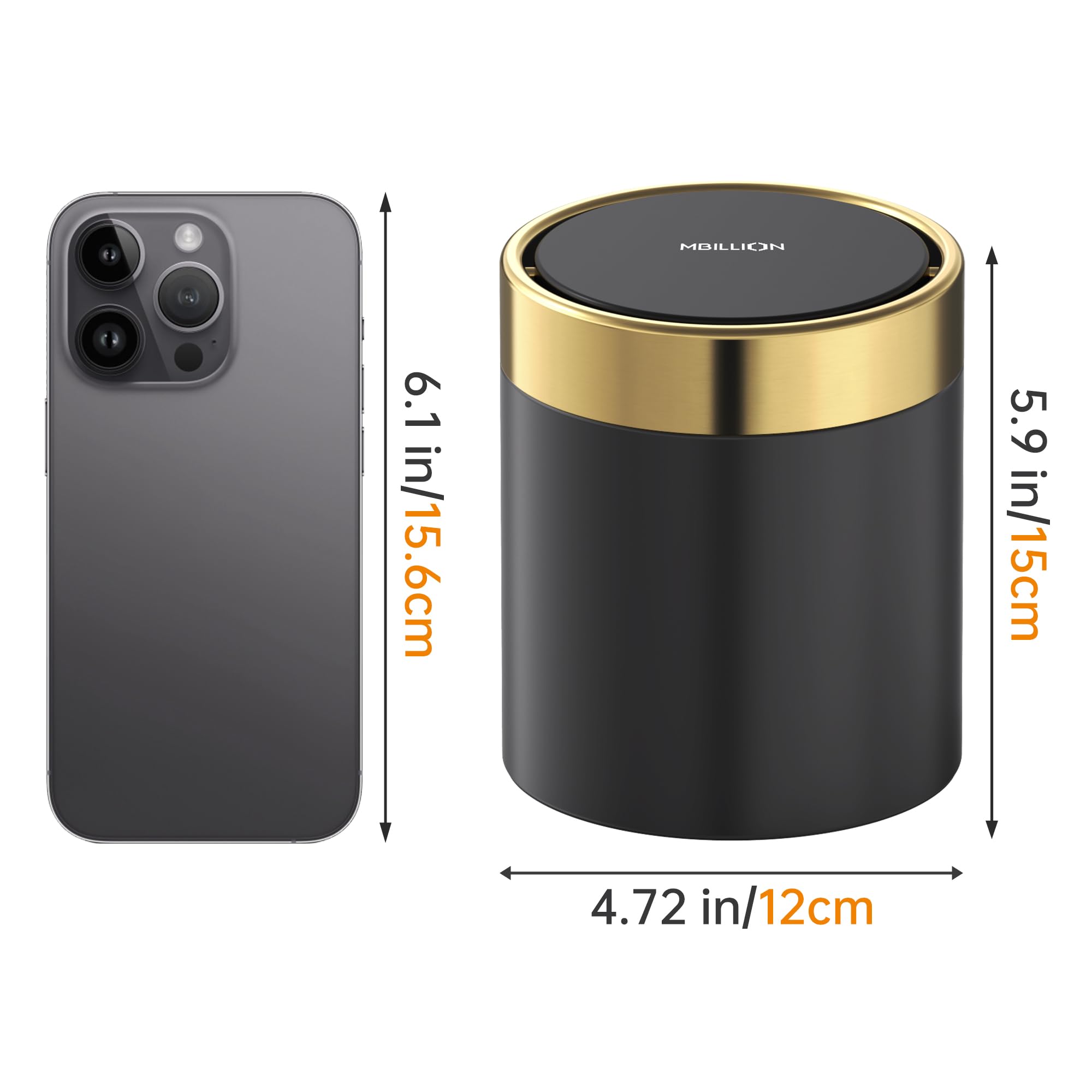 0.4 Gal Matte Black Desktop Mini Swing Lid Trash Can