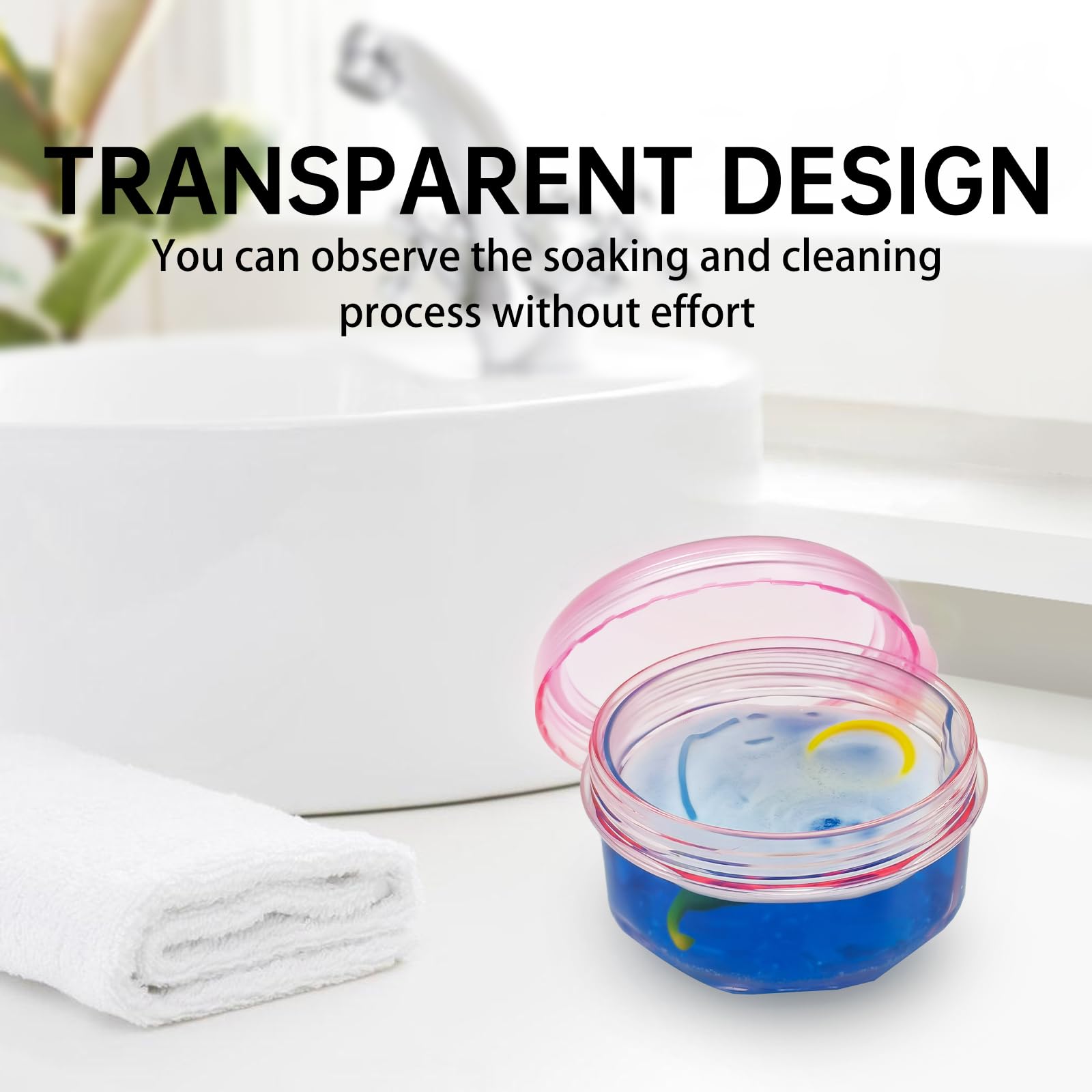 Denture Bath Case Denture Cleaning Cup with Lid Leak Proof