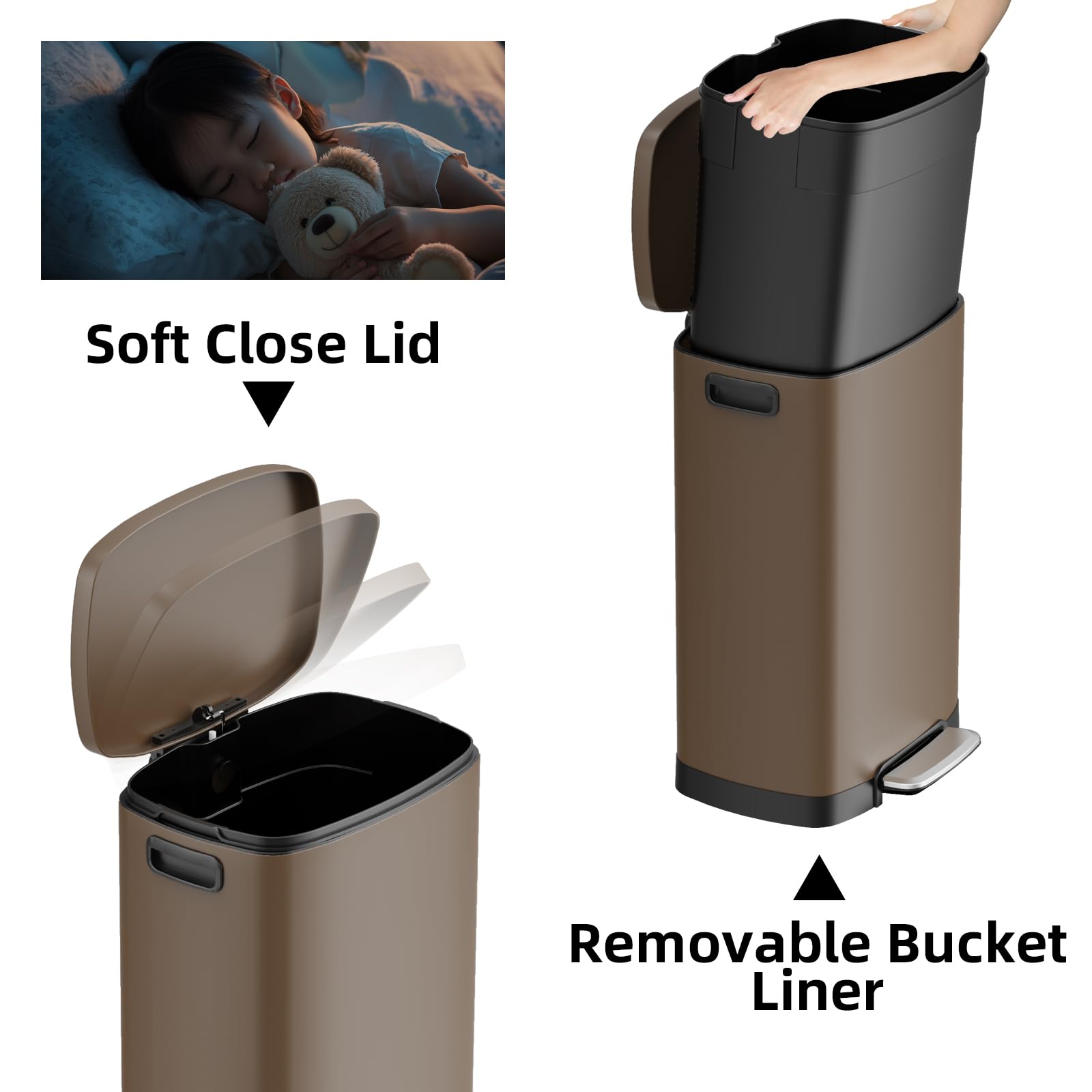 13 Gallon Trash Can with Lid