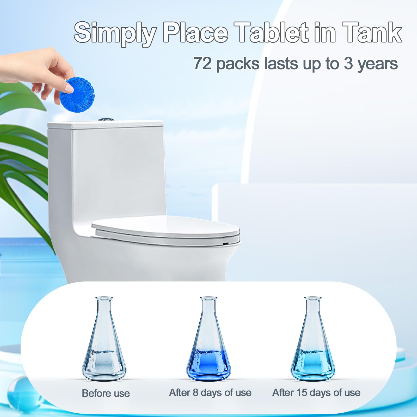 Automatic Toilet Bowl Cleaner Tablets Blue 72 Pack (72 Count)