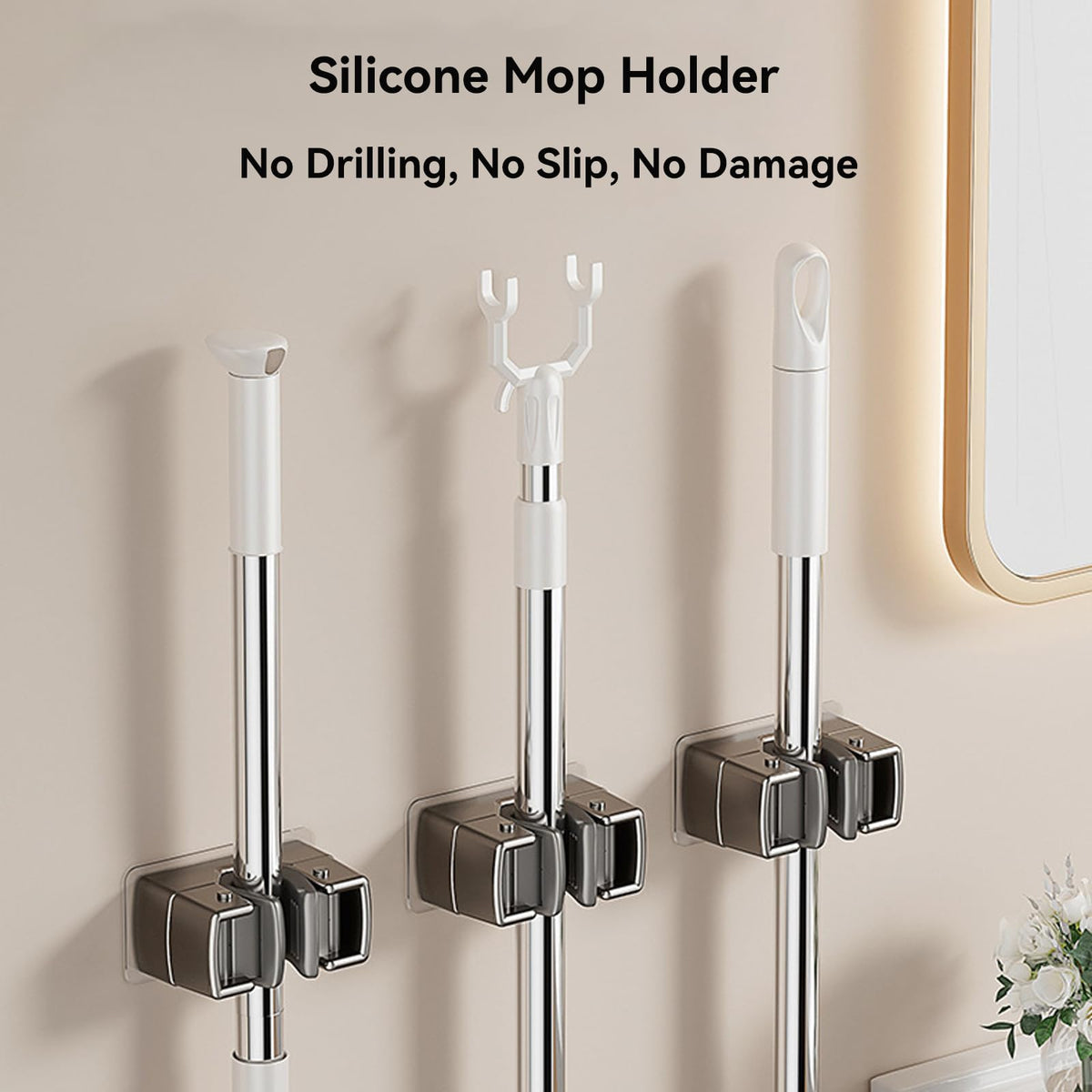 4 Pack Heavy Duty Mop Holder Wall Mount (4 Count)