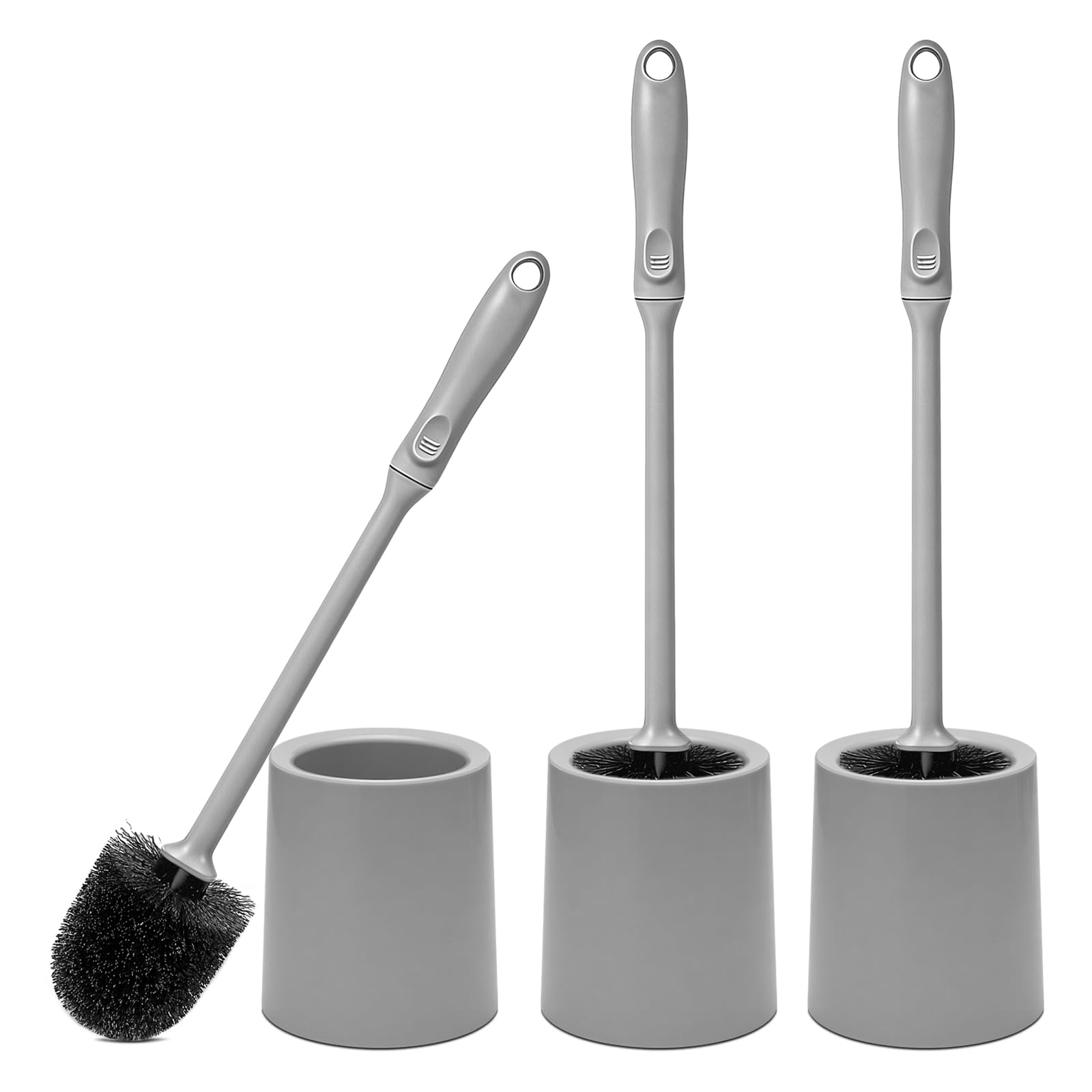 Toilet Brush and Holder 3 Pack with Long Handle