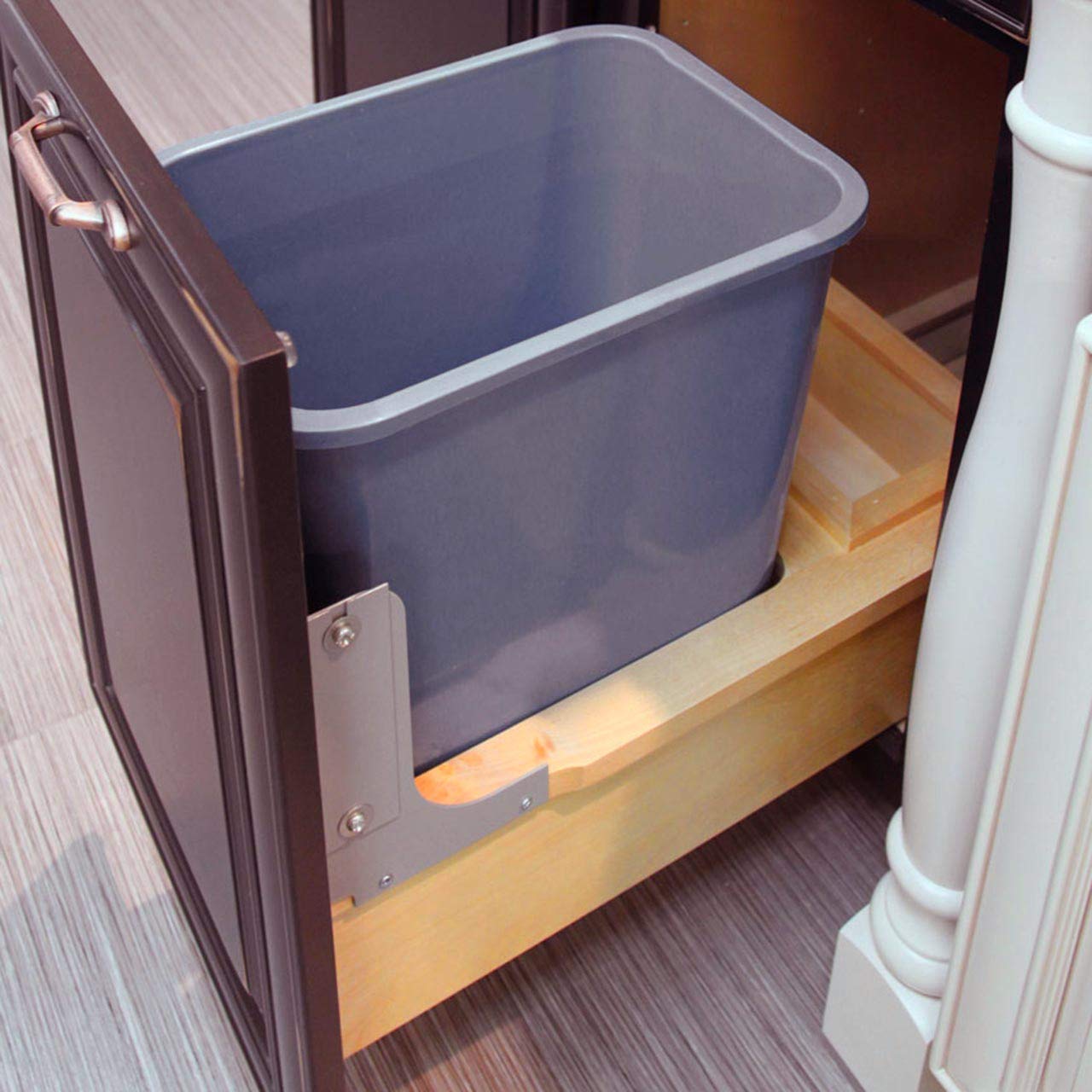 Dowell B15 Wood Base Wastebasket Pullout with 20Qt Plastic Bin