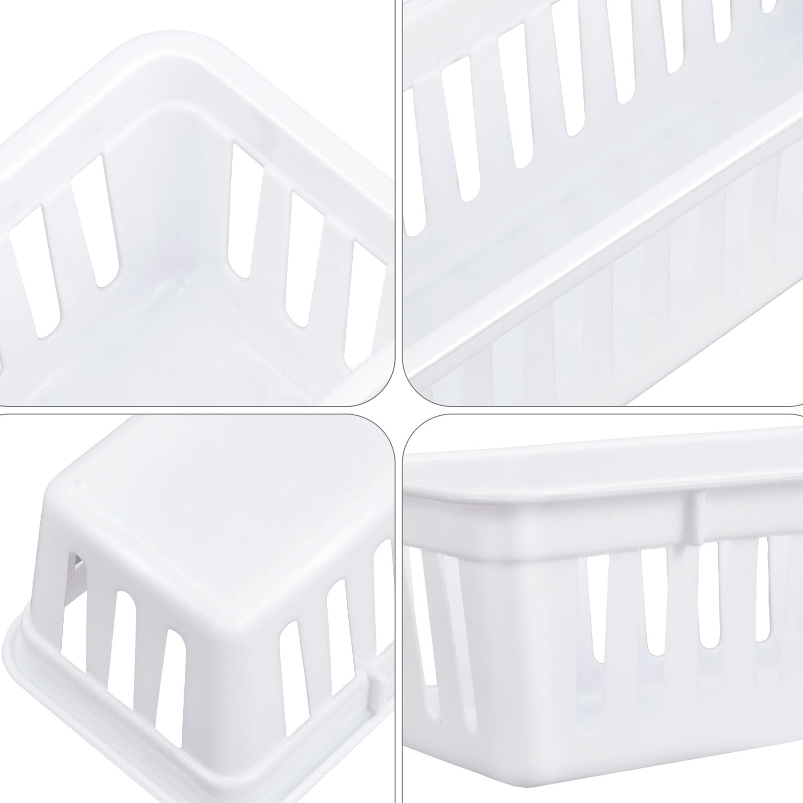 24 Pack Slim Plastic Storage Baskets Tray for Organizing 10.25x3.25x2.5 Inch Small Narrow Storage Bins Stackable Drawer Pencil Trays Holder for Desk Garage Cabinet Container (24 Count)
