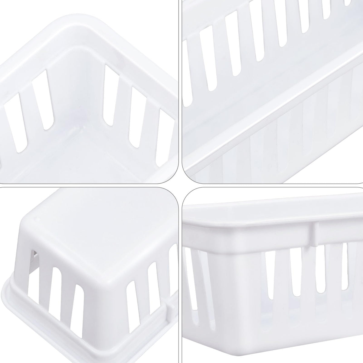 12 Pack Slim Plastic Storage Baskets Tray for Organizing 10.25x3.25x2.5 Inch Small Narrow Storage Bins Stackable Drawer Pencil Trays Holder for Desk Garage Cabinet Container (12 Count)