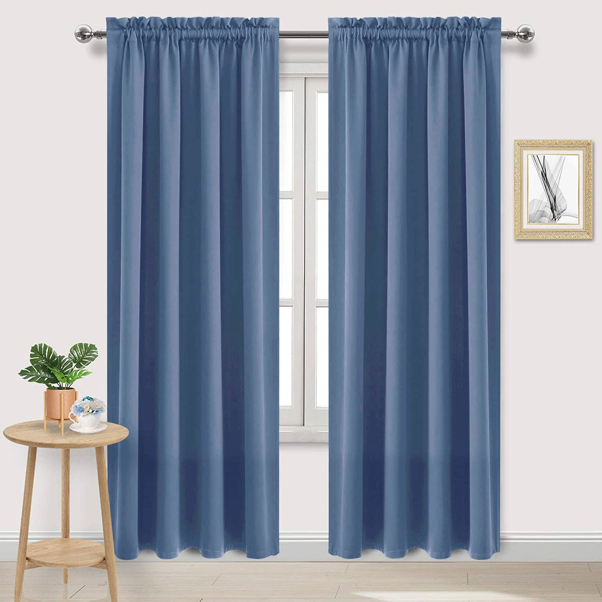 Blackout Curtains for Bedroom 52 x 95 Inch Long Dusty Blue 2 Panels (2 Count)