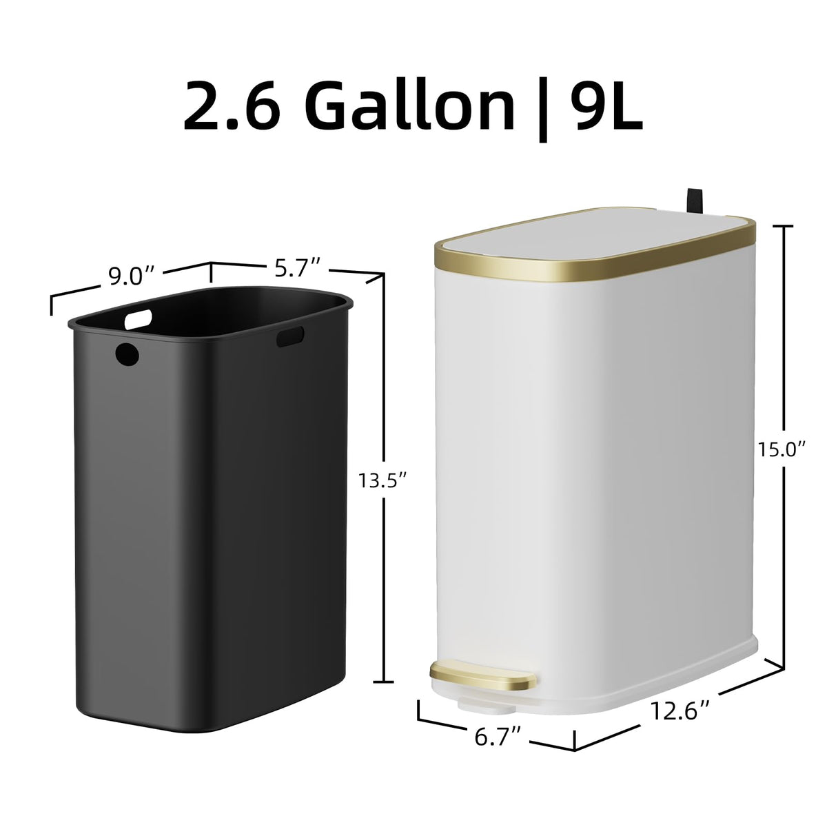 Small Bathroom Trash Can with Lid Soft Close