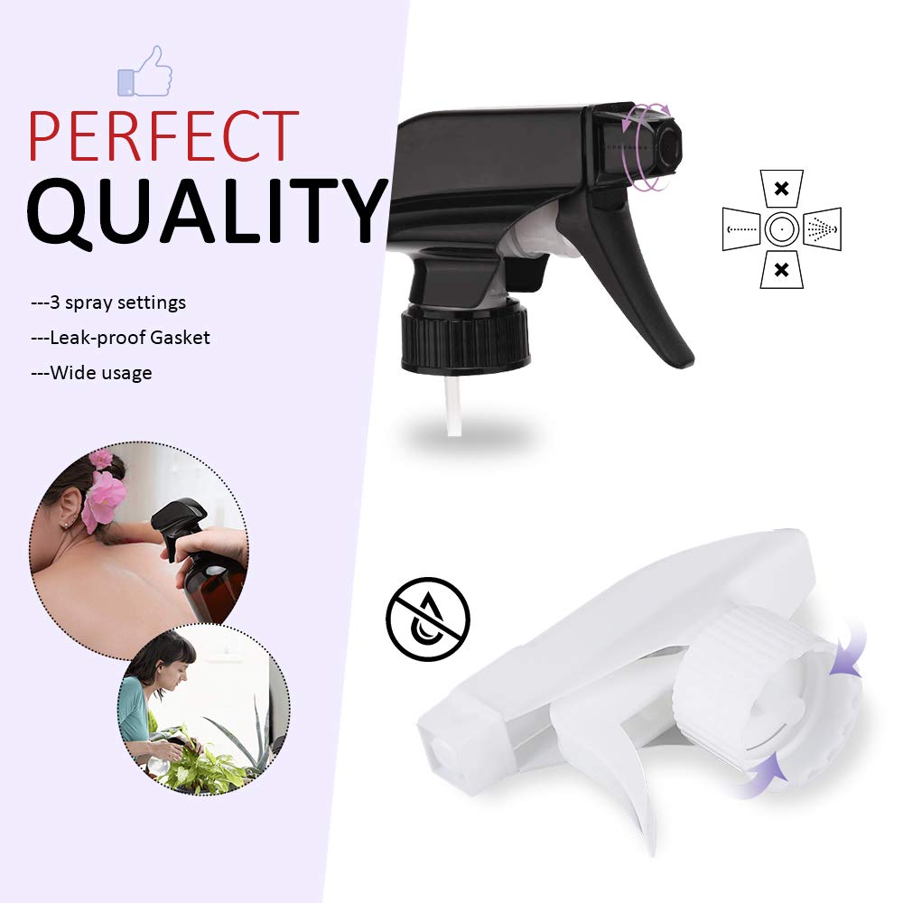 12PCS Heavy Duty Trigger Sprayer White Spray Bottle Top (12 Count)