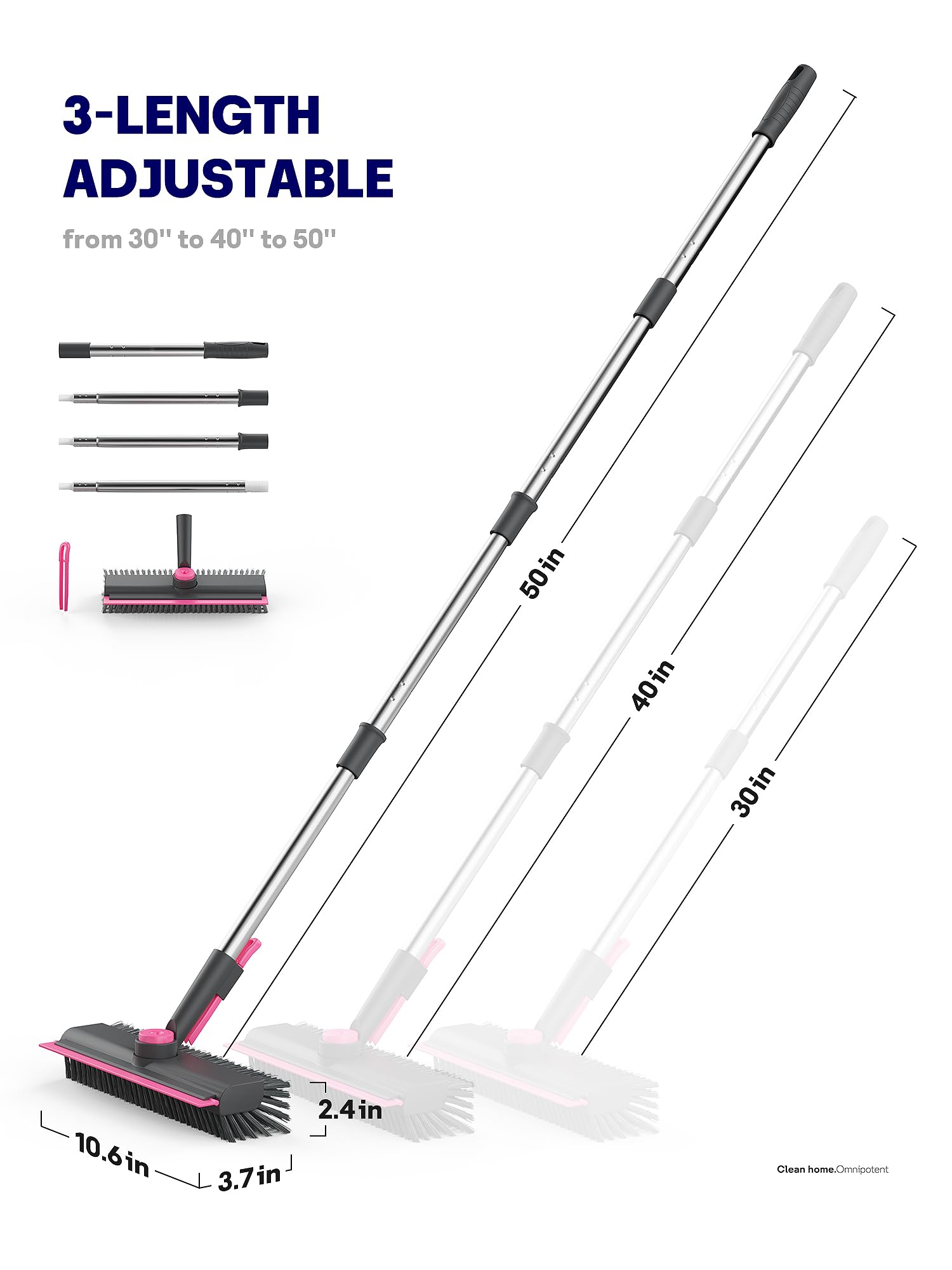 3 in 1 Floor Scrub Brush with Long Handle