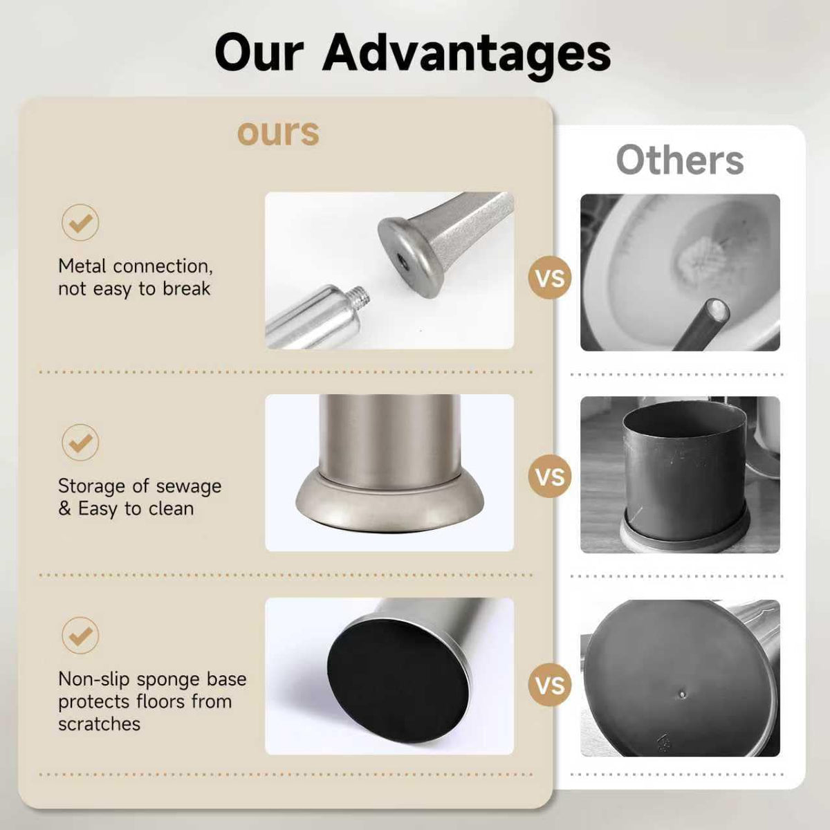 Stain Nickel Toilet Brush and Holder