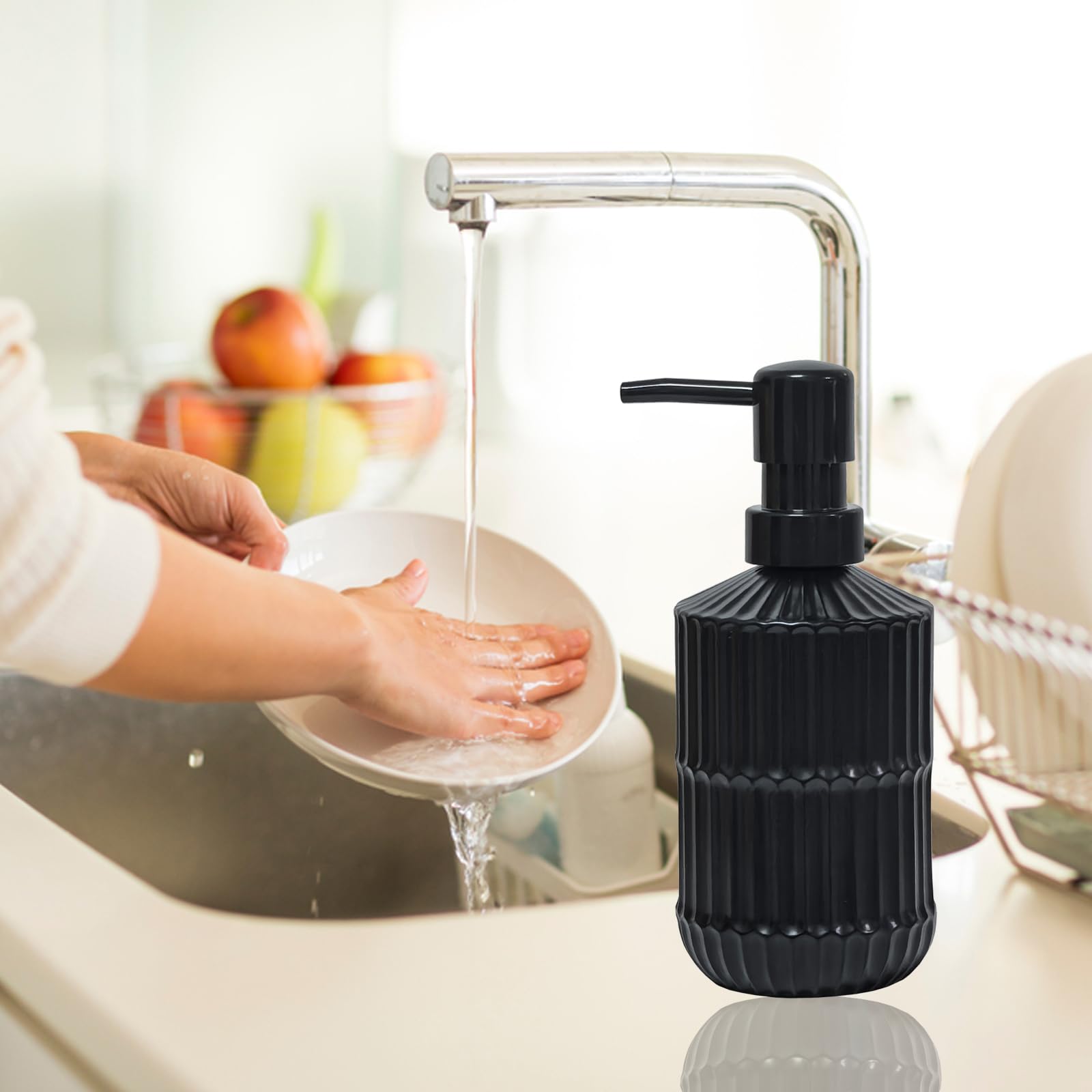 Black Glass Soap Dispenser with Pump